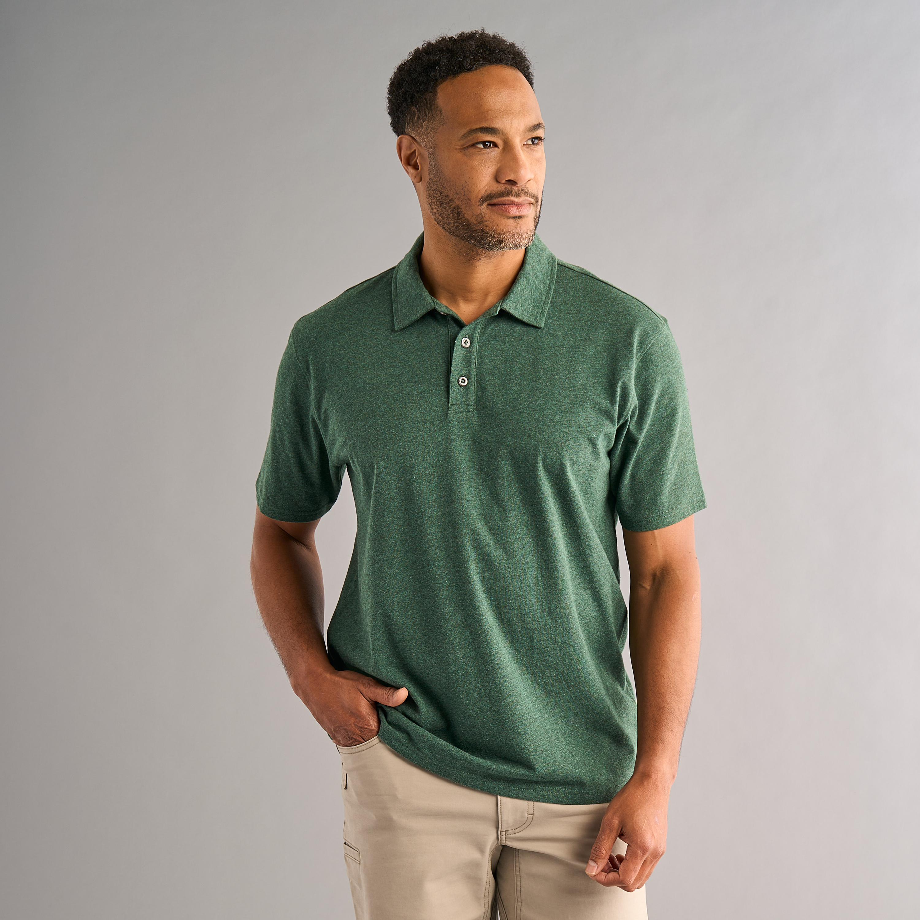 Image of RedHead Traditions Short-Sleeve Polo Shirt - Pine Needle Heather