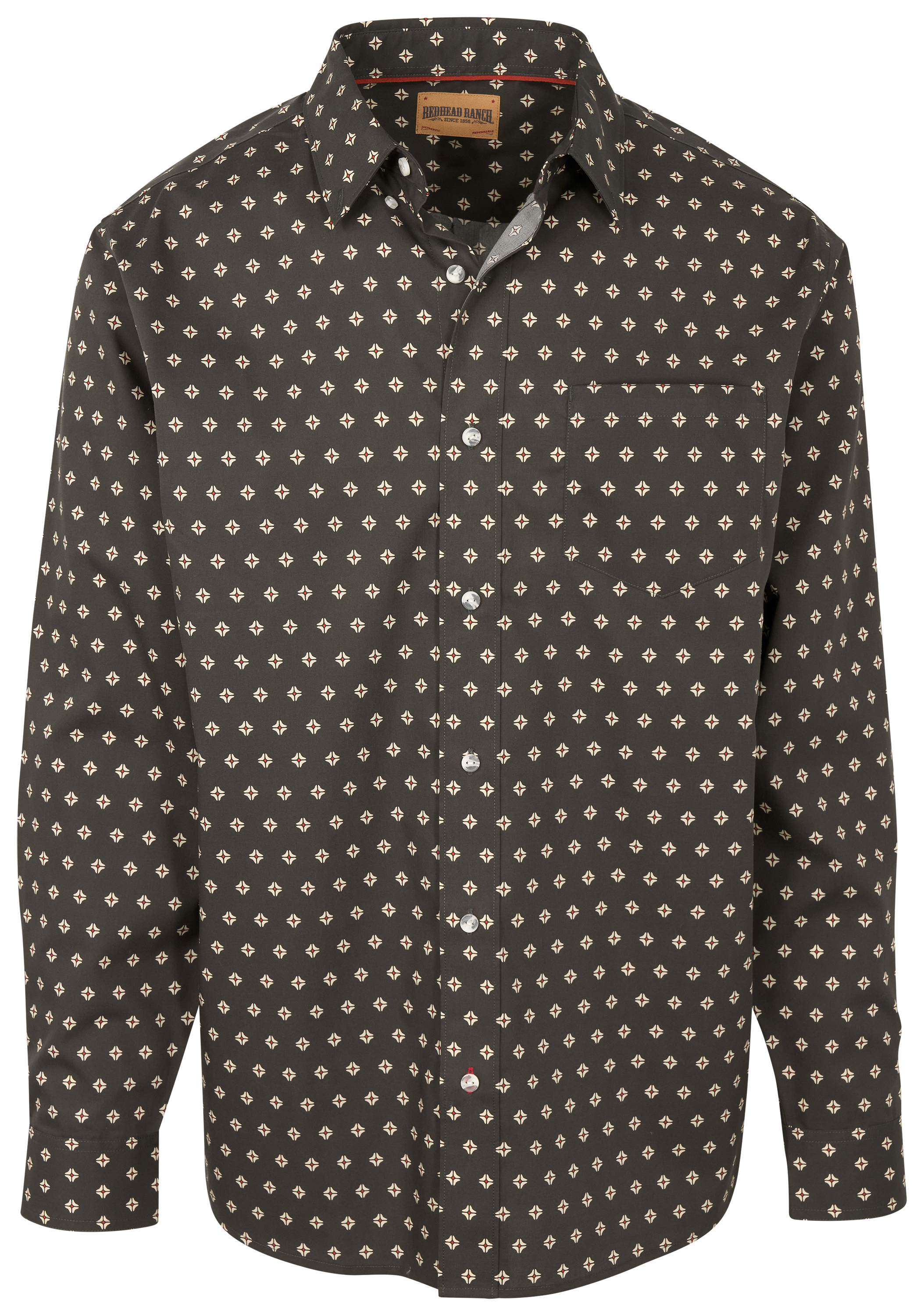 Image of RedHead Ranch Rifle Falls Wrinkle-Free Button-Down Long-Sleeve Shirt - Raven Diamonds