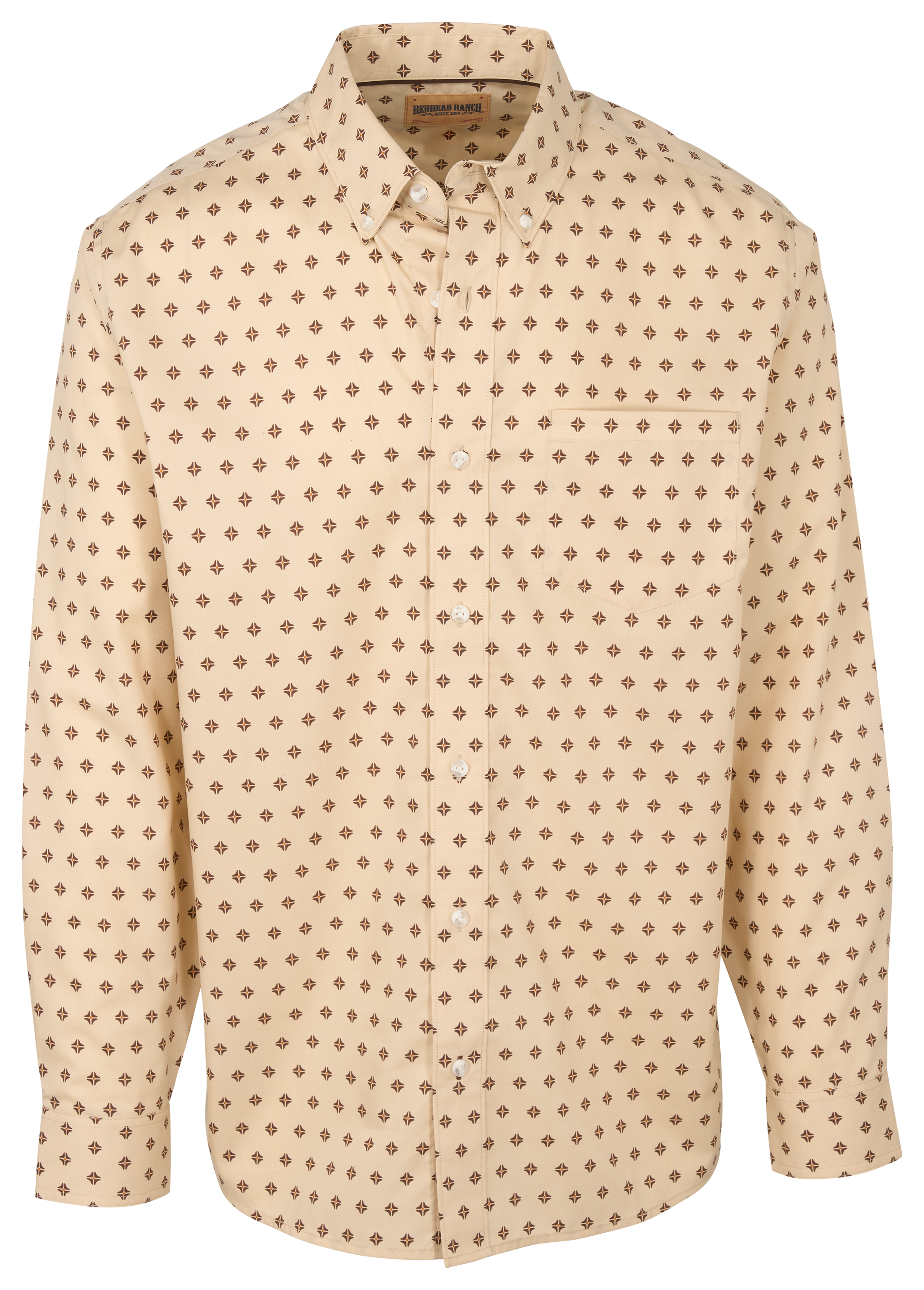 Image of RedHead Ranch Rifle Falls Wrinkle-Free Button-Down Long-Sleeve Shirt - White Pepper Diamonds