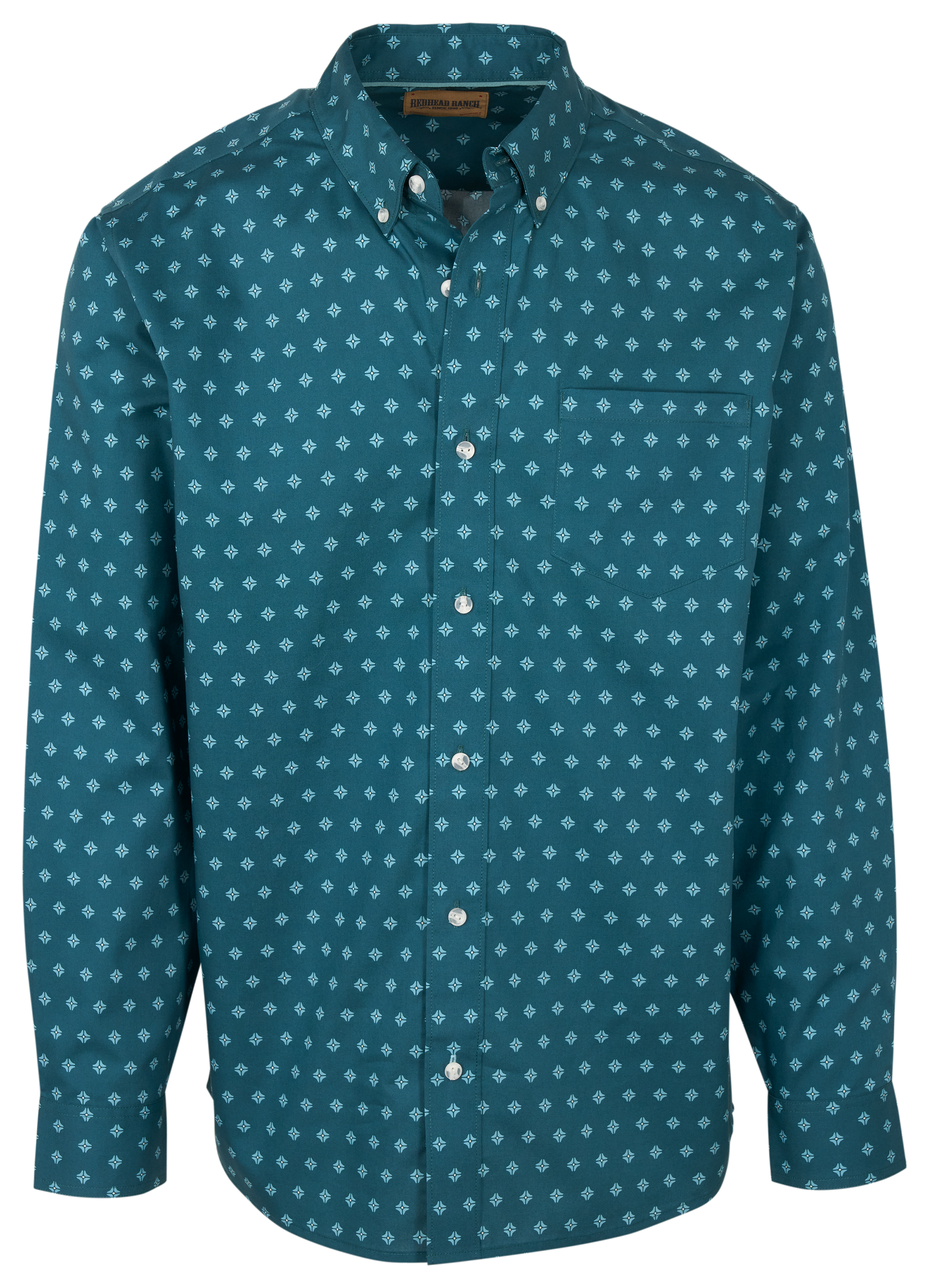 Image of RedHead Ranch Rifle Falls Wrinkle-Free Button-Down Long-Sleeve Shirt - Tidepools Diamonds