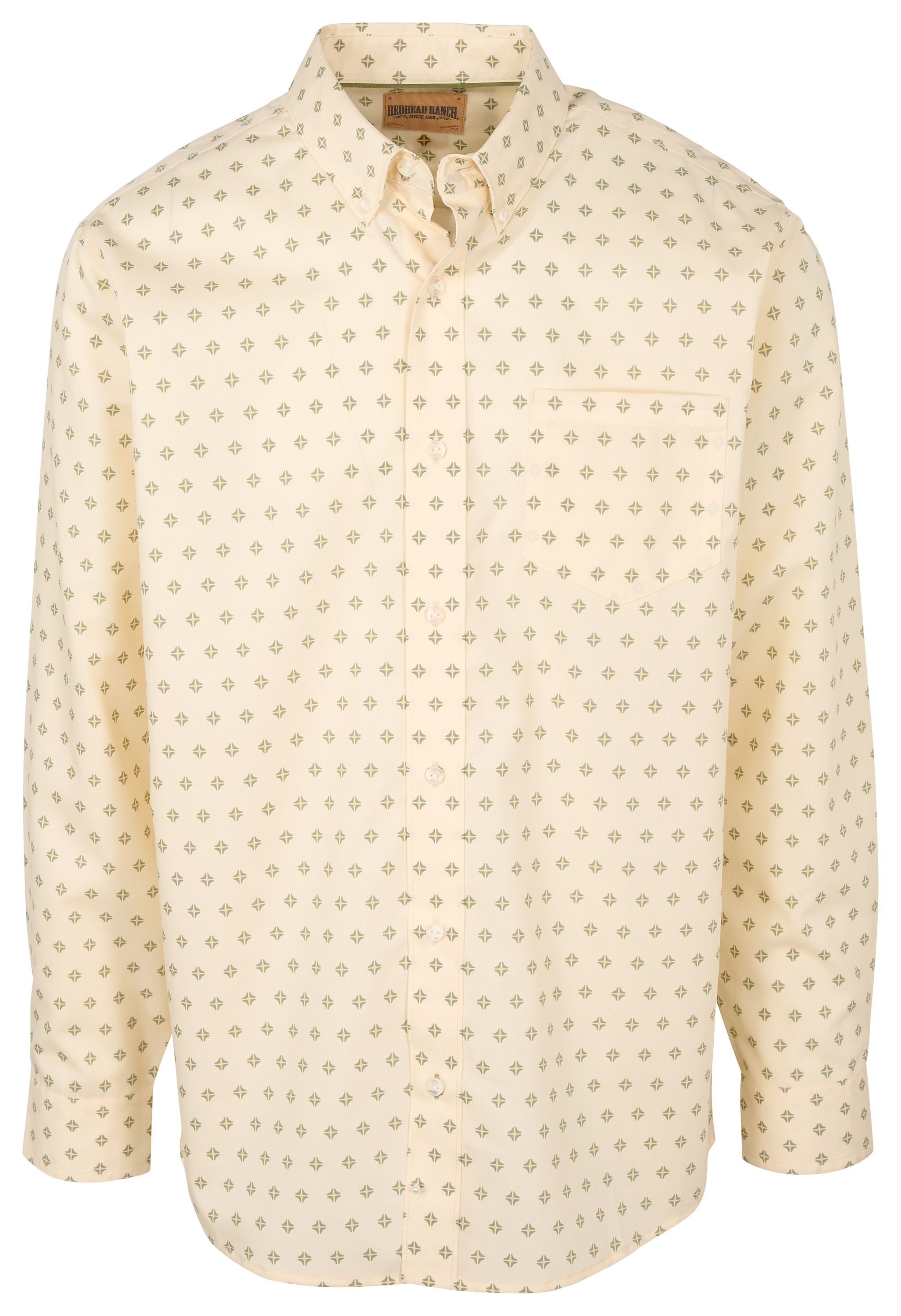Image of RedHead Ranch Rifle Falls Wrinkle-Free Button-Down Long-Sleeve Shirt - Oil Green Diamonds
