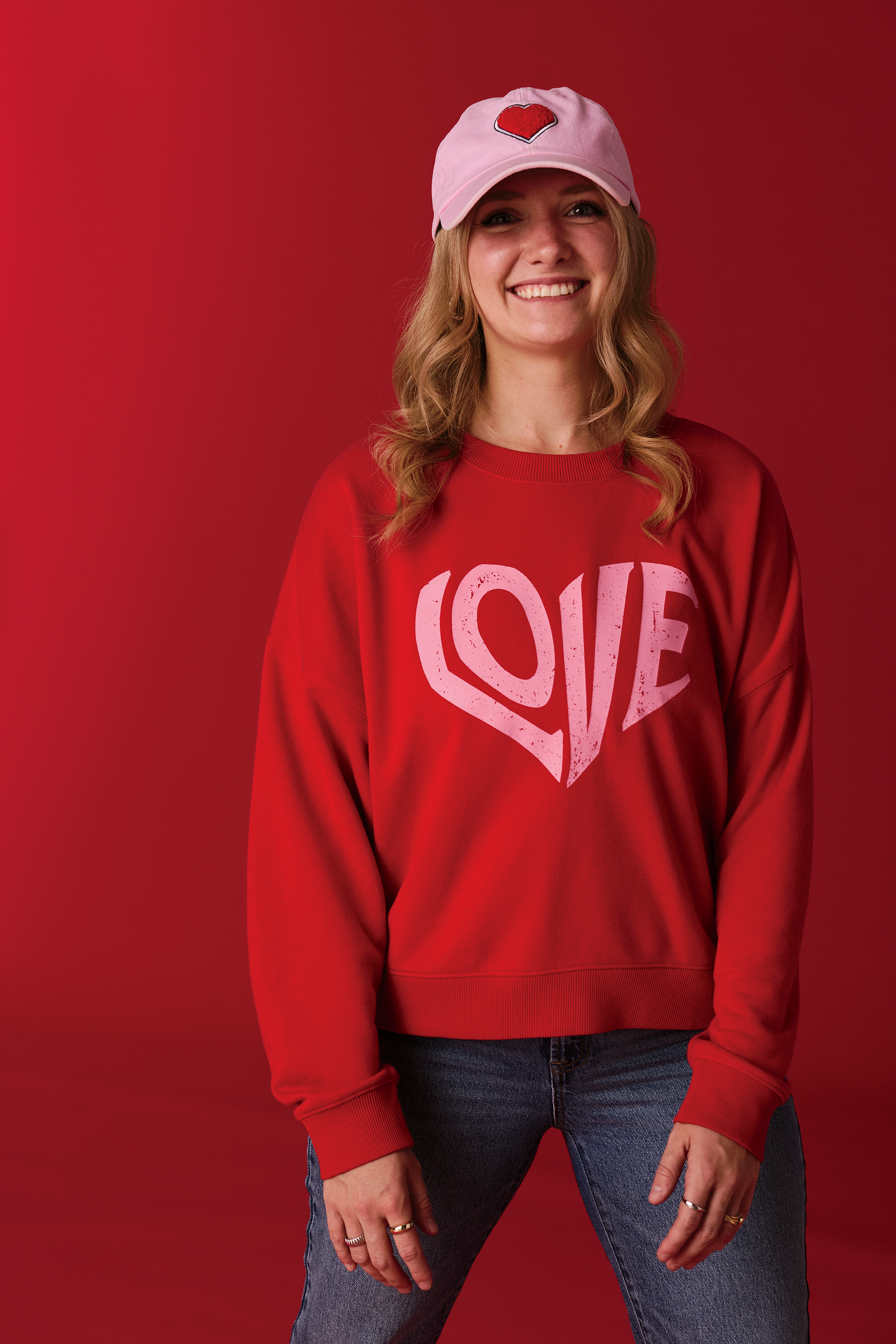 Image of Natural Reflections Love Graphic Sweatshirt - Salsa
