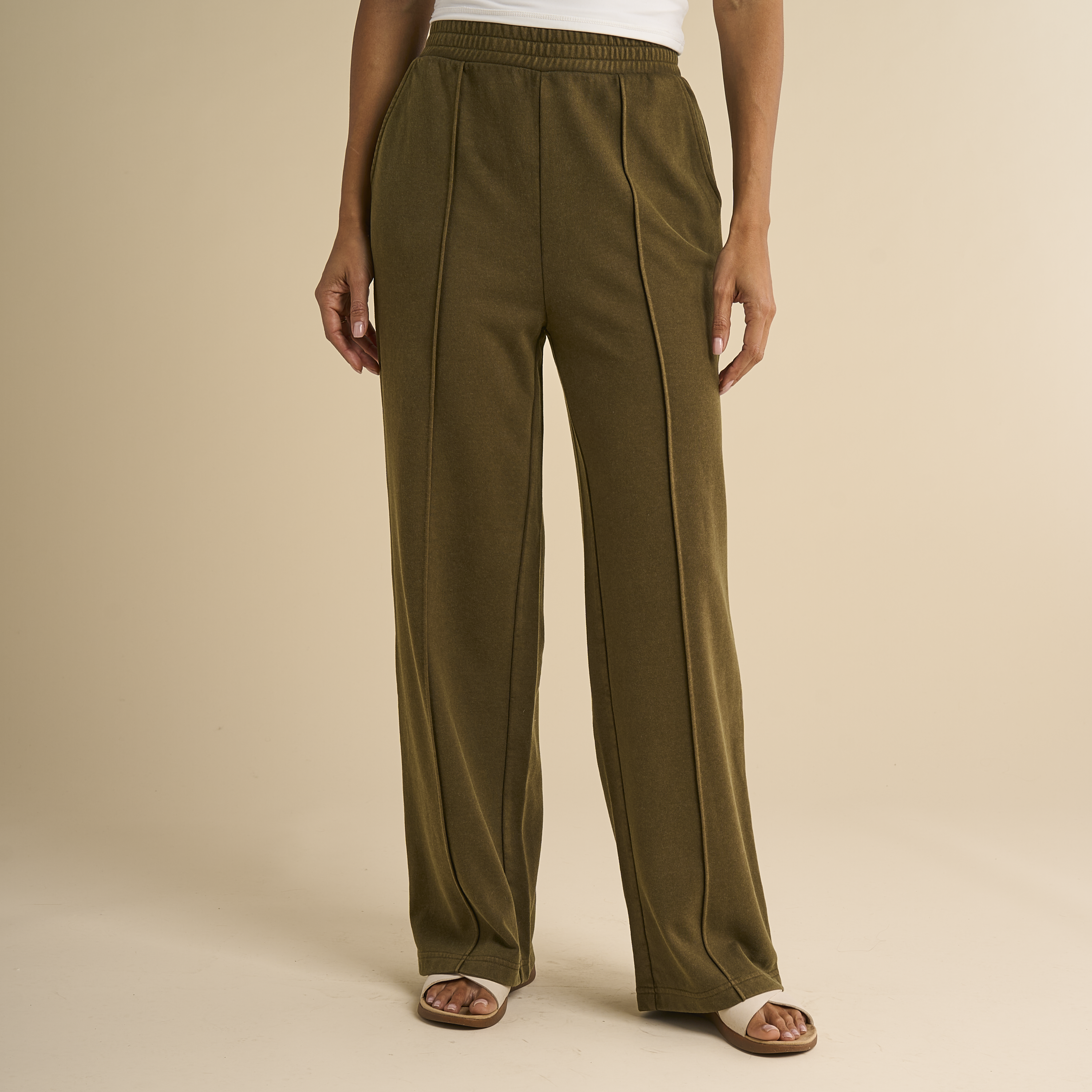 Image of Natural Reflections Harbor Knit Terry Sweatpants - Dark Olive