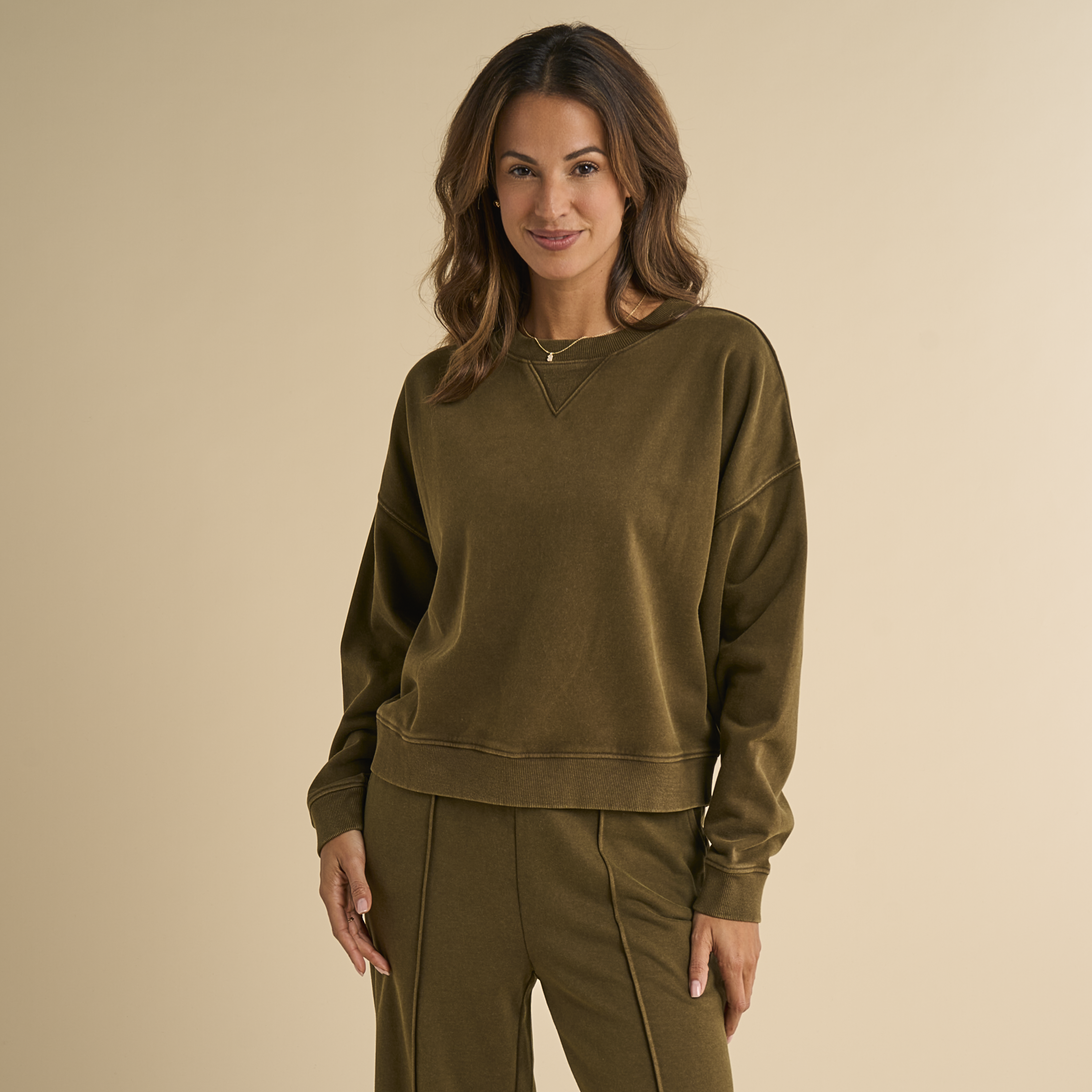 Image of Natural Reflections Harbor Sweatshirt - Dark Olive