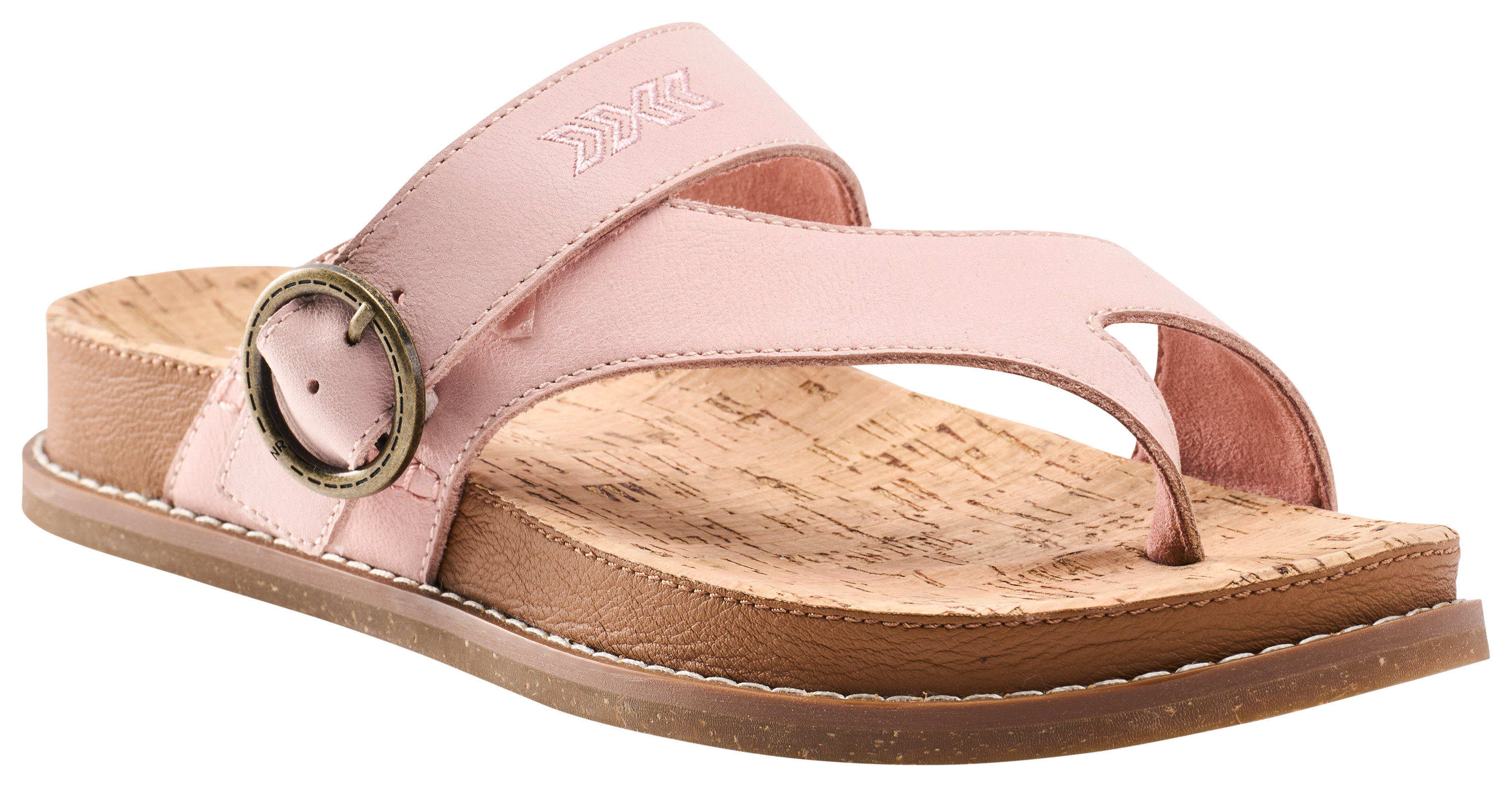 Image of Natural Reflections Cork Cross Toe-Loop Sandals for Women - Cameo Rose