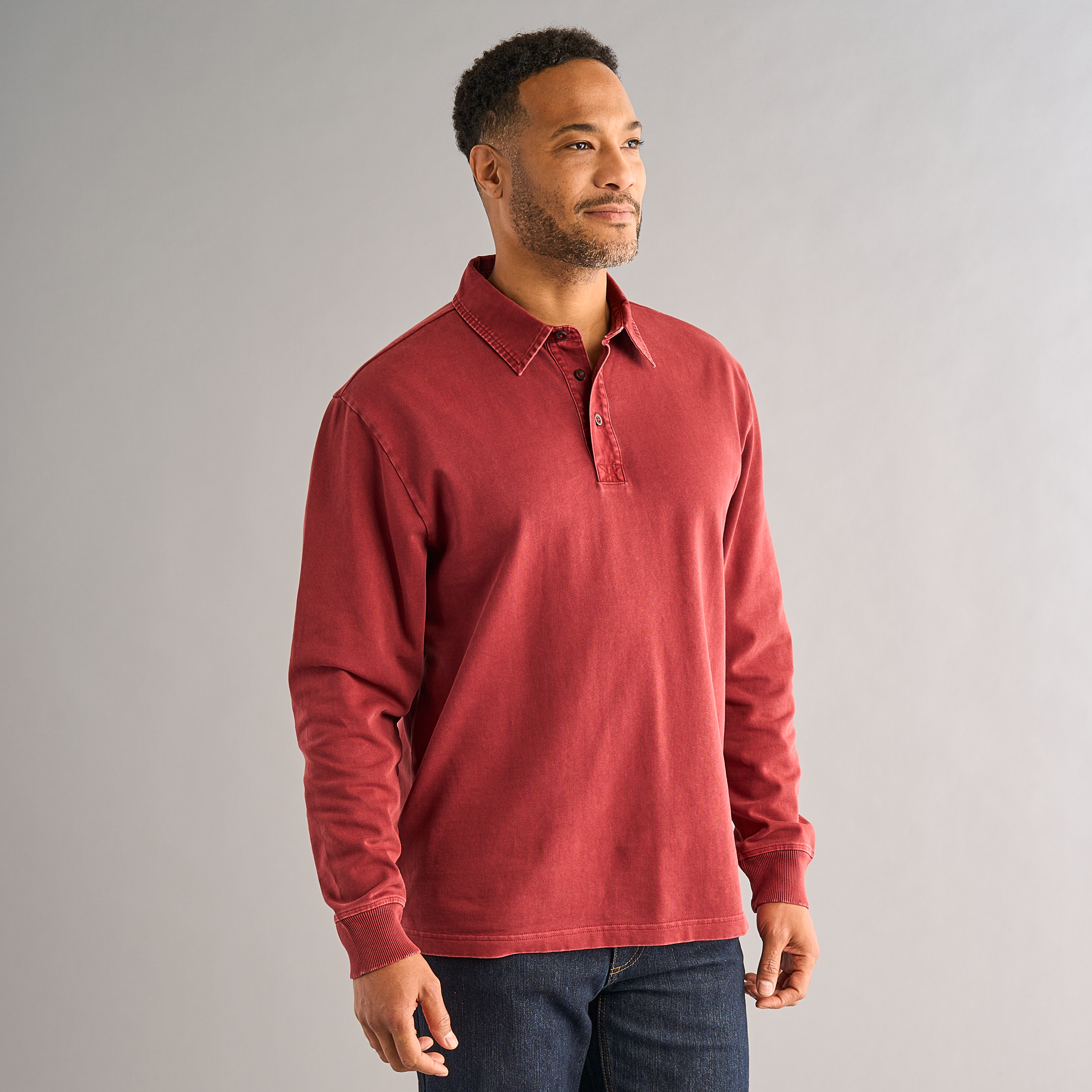 Image of RedHead 1856 Long-Sleeve Polo for Men - Maroon