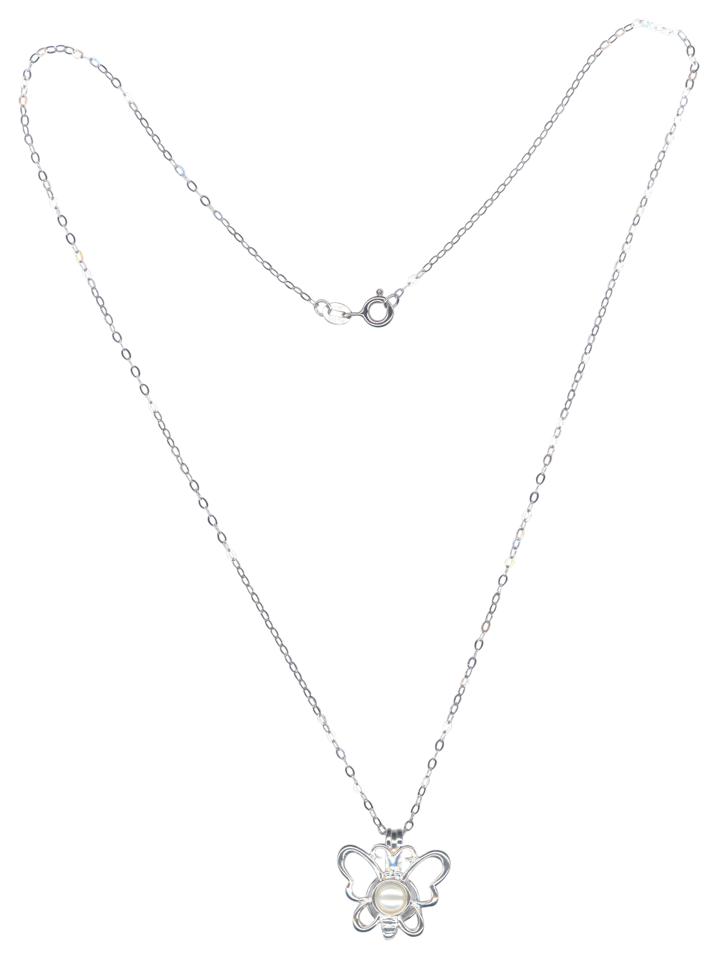 Image of Wish Pearl Butterfly Sterling Silver Necklace Gift Set