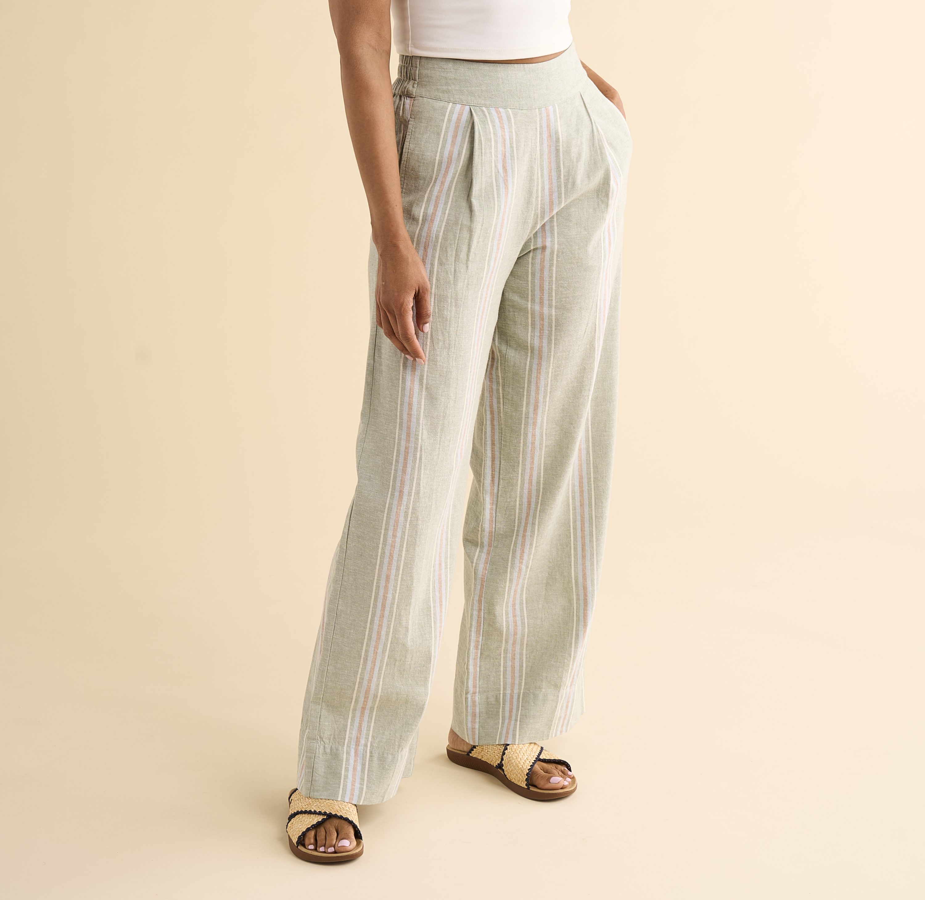 Image of Natural Reflections Stripe Resort Pants - Iceberg Green Stripe