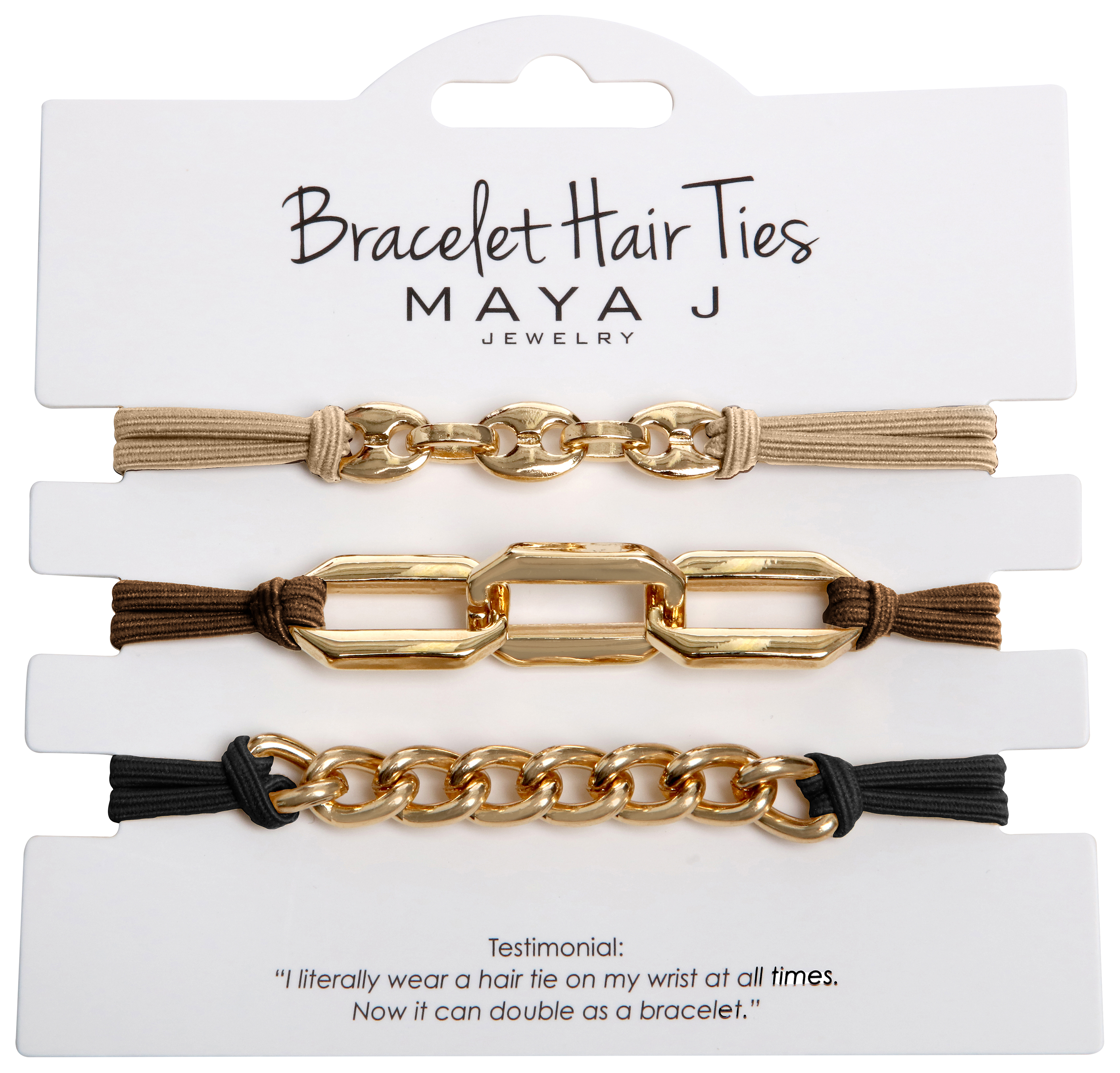 Image of Maya J Yellow-Chain Hair Tie Bracelet Set