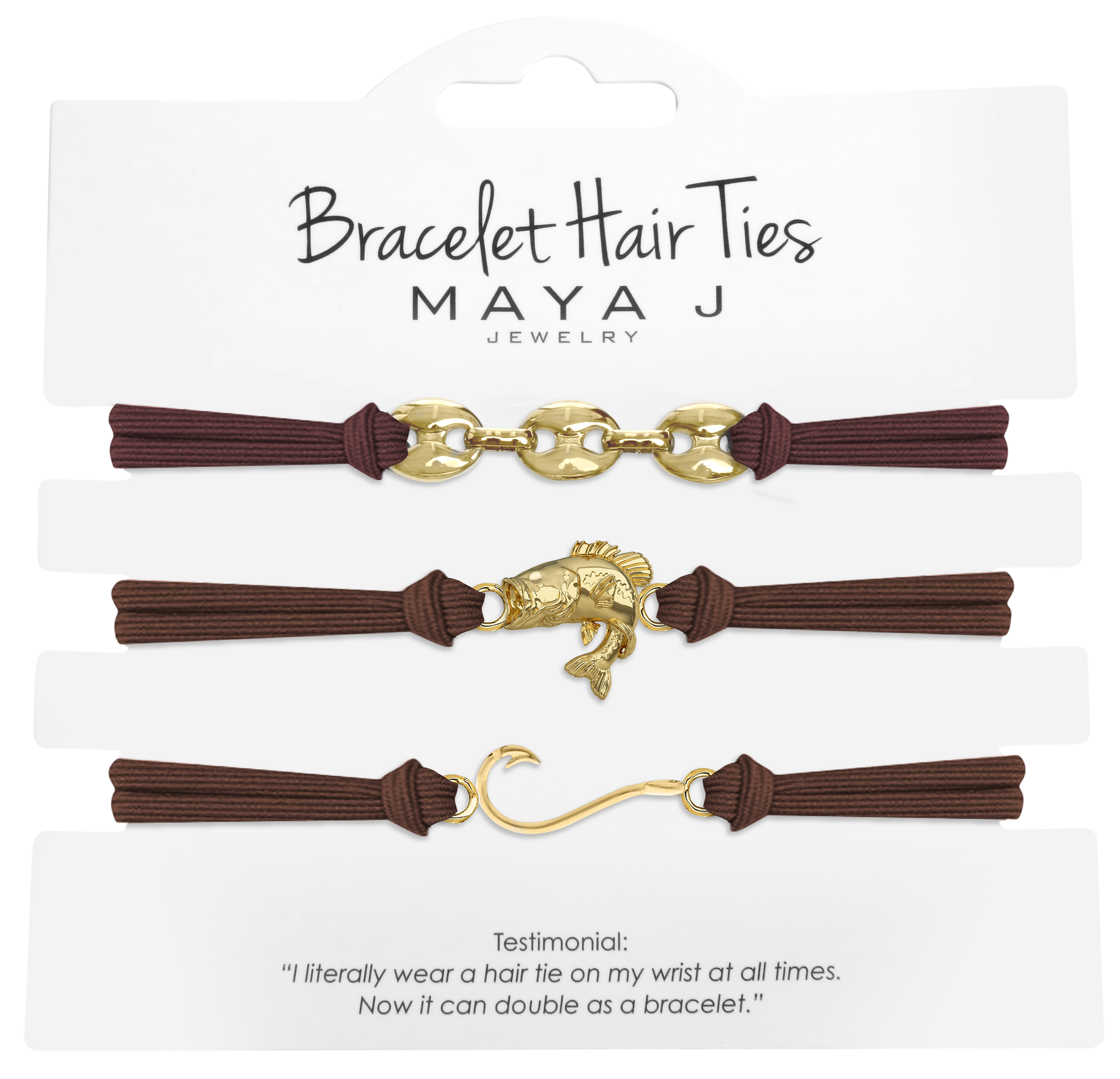 Maya J Fishing Brown Hair-Tie Bracelet Set