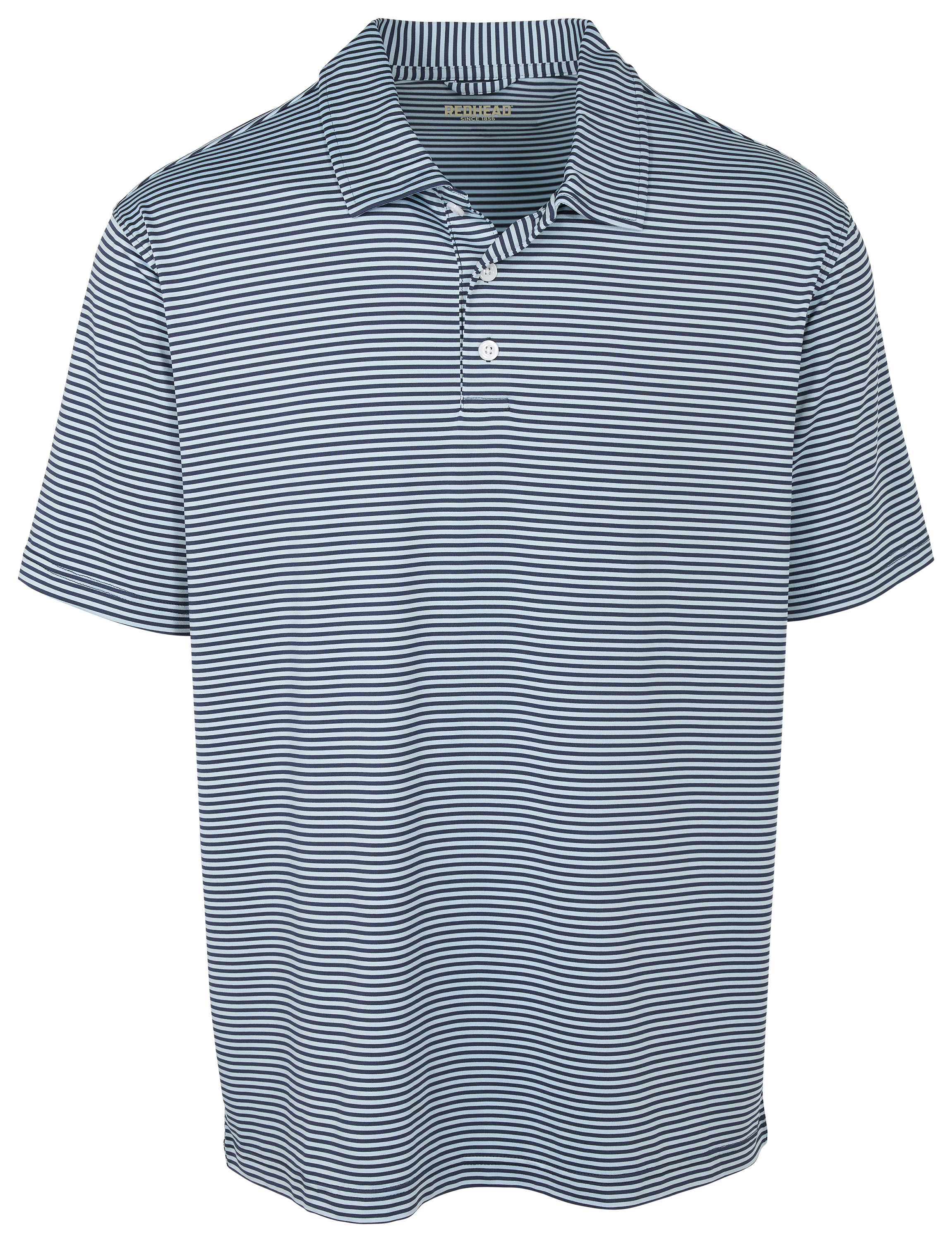 Image of RedHead Pine Creek Pinstripe Short-Sleeve Polo - Dark Navy/Sky Blue