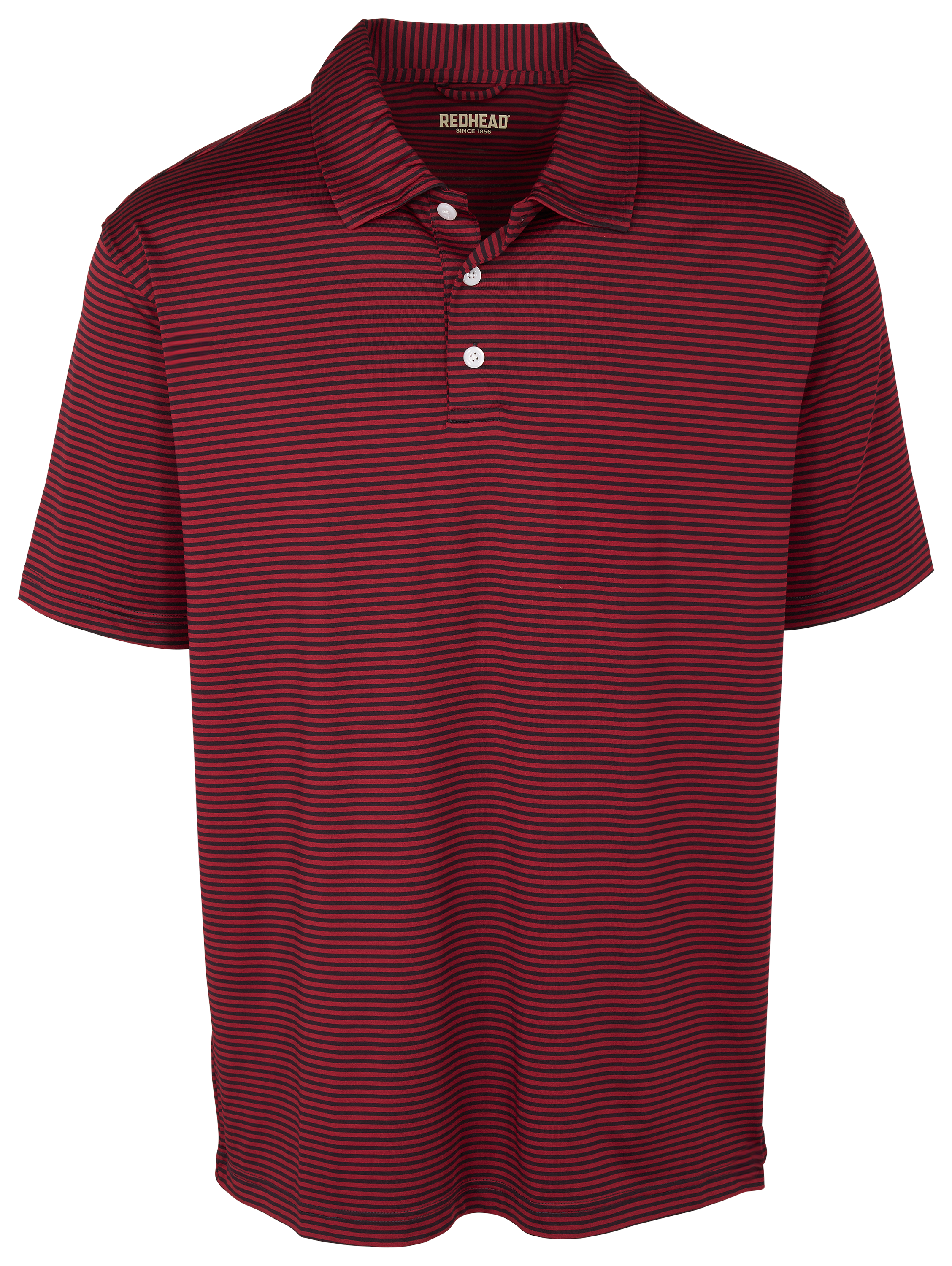 Image of RedHead Pine Creek Pinstripe Short-Sleeve Polo - Dark Navy/Maroon
