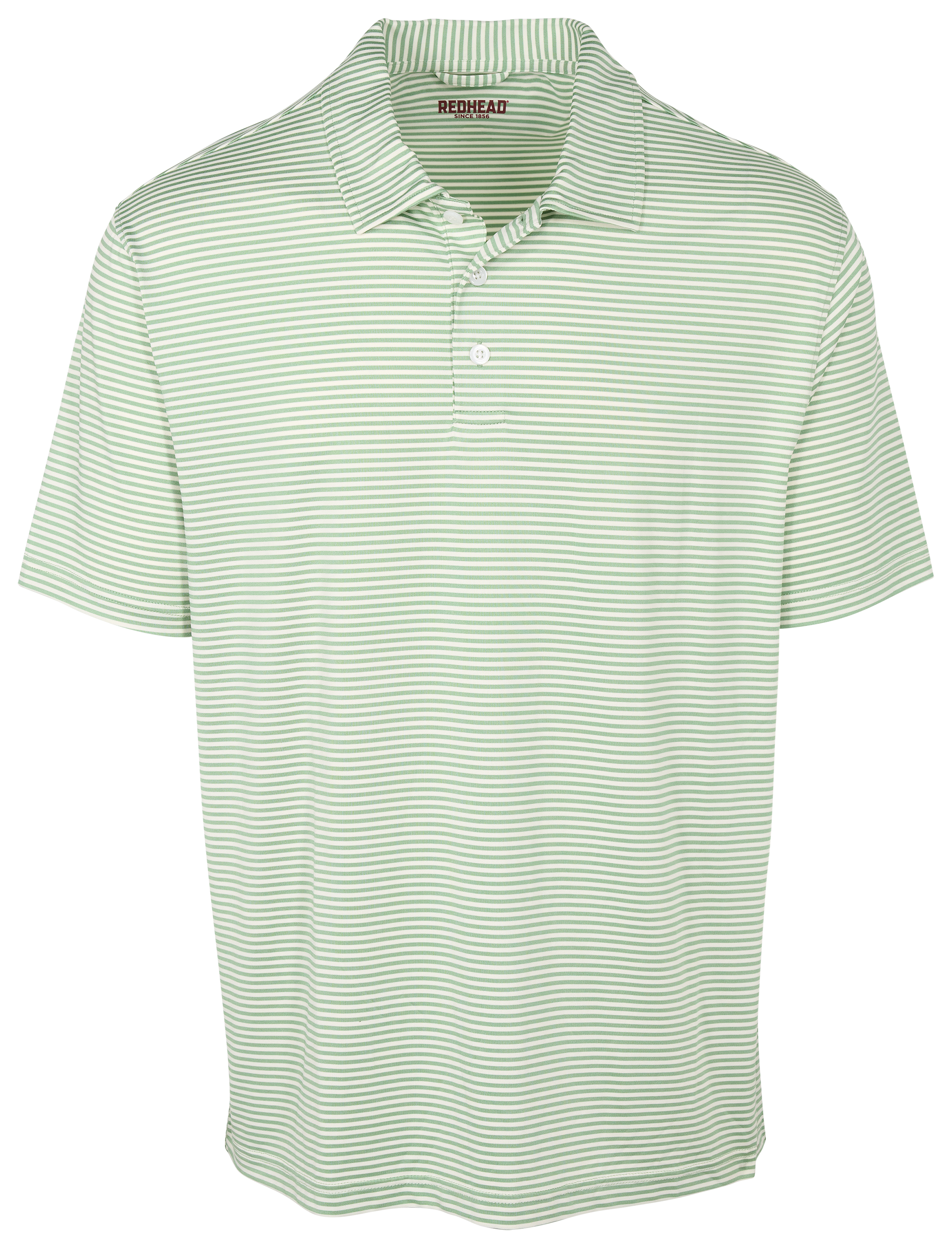 Image of RedHead Pine Creek Pinstripe Short-Sleeve Polo - Granite Green/White
