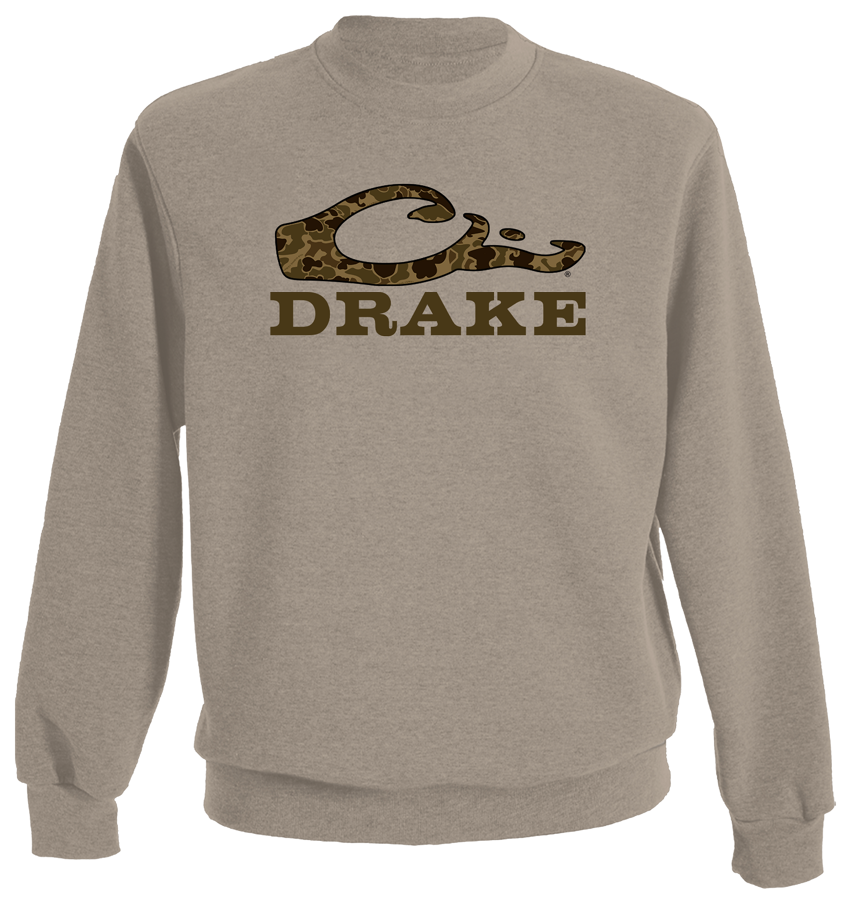 Image of Drake Old School Graphic Crew Sweatshirt - Island Fossil Light Heather - 2XL