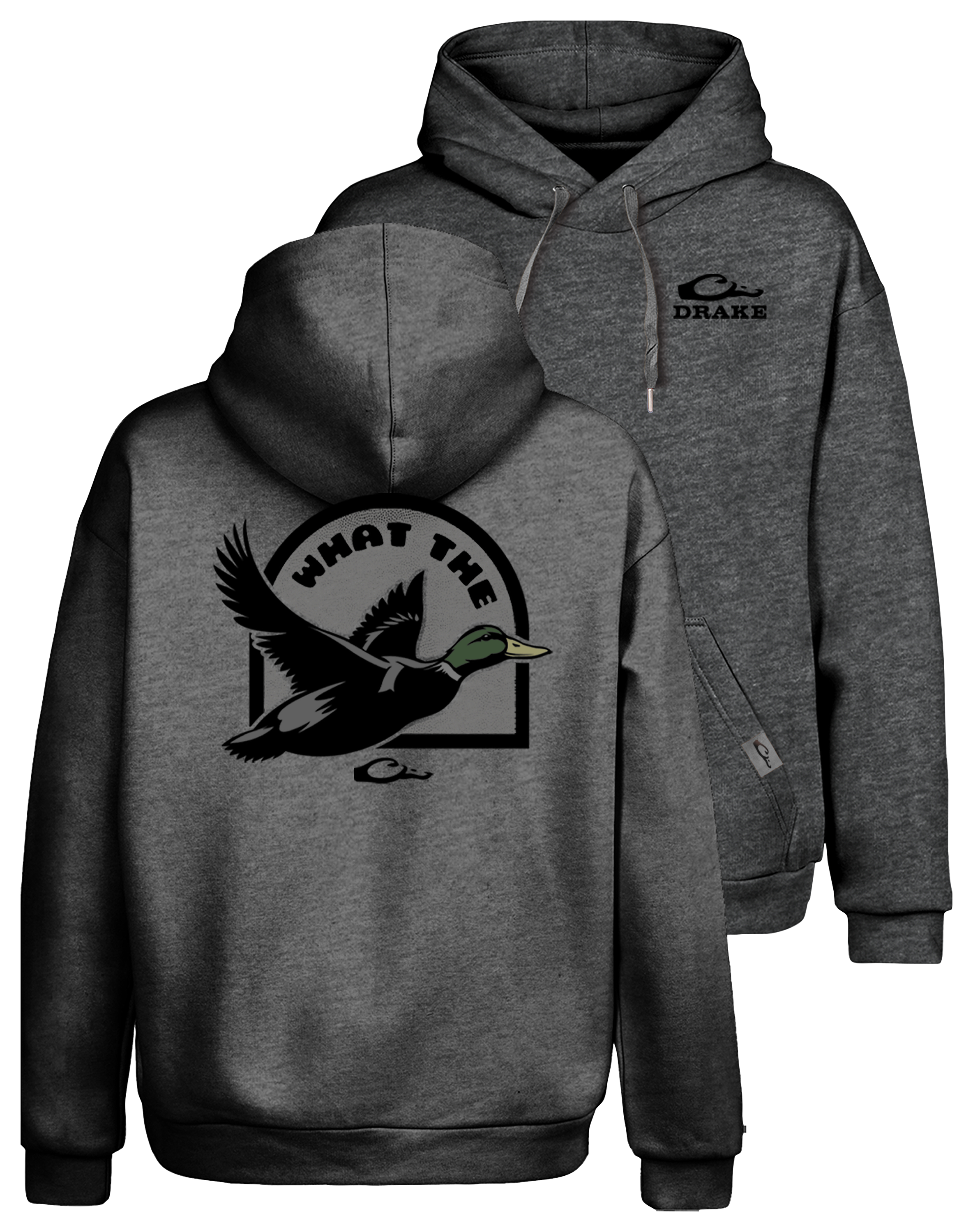 Image of Drake Waterfowl What The Duck Graphic Hoodie - Charcoal Heather