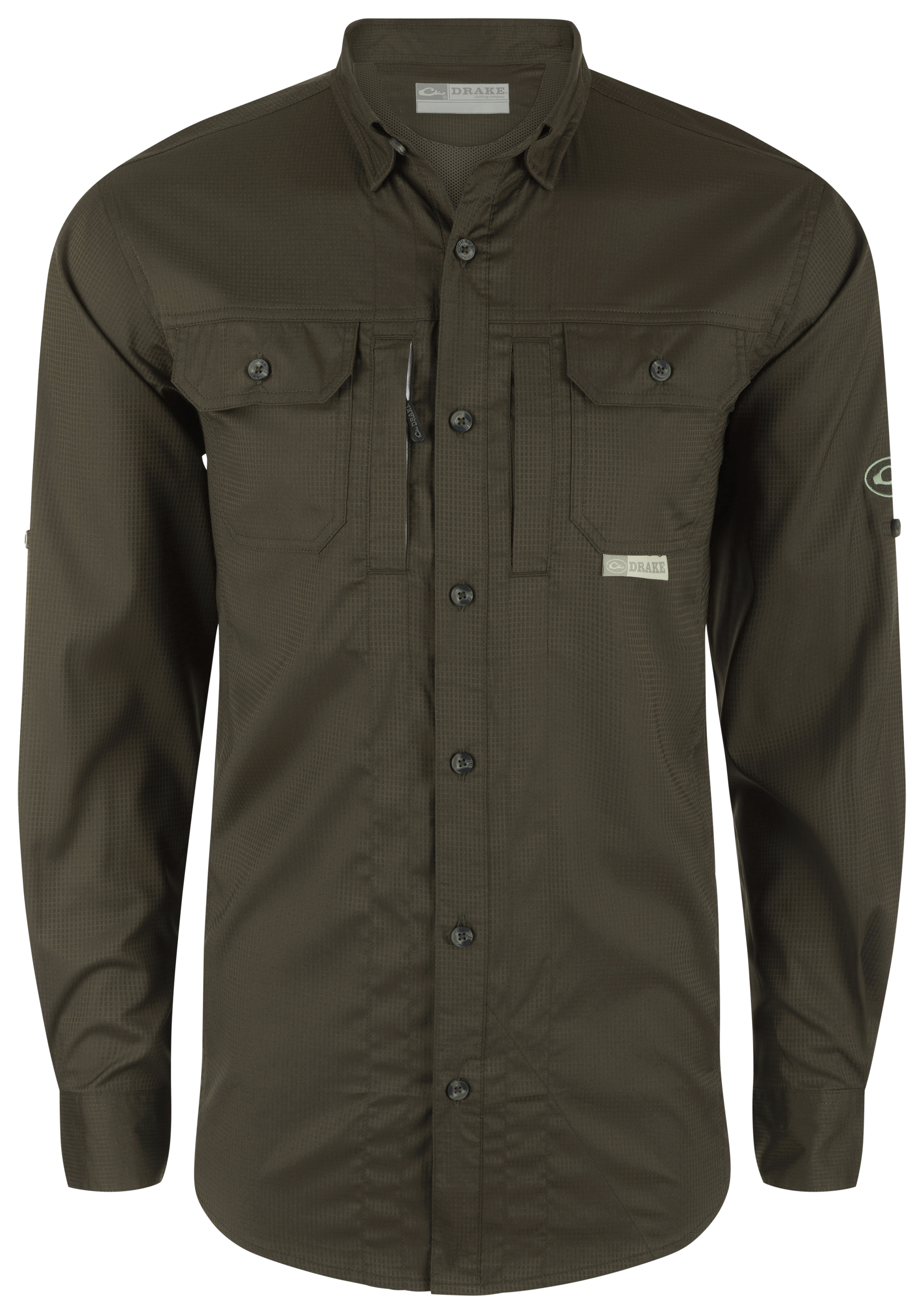 Image of Drake Waterfowl Wingshooter's Trey Dobby Long-Sleeve Button-Down Shirt - Crocodile - XXXL