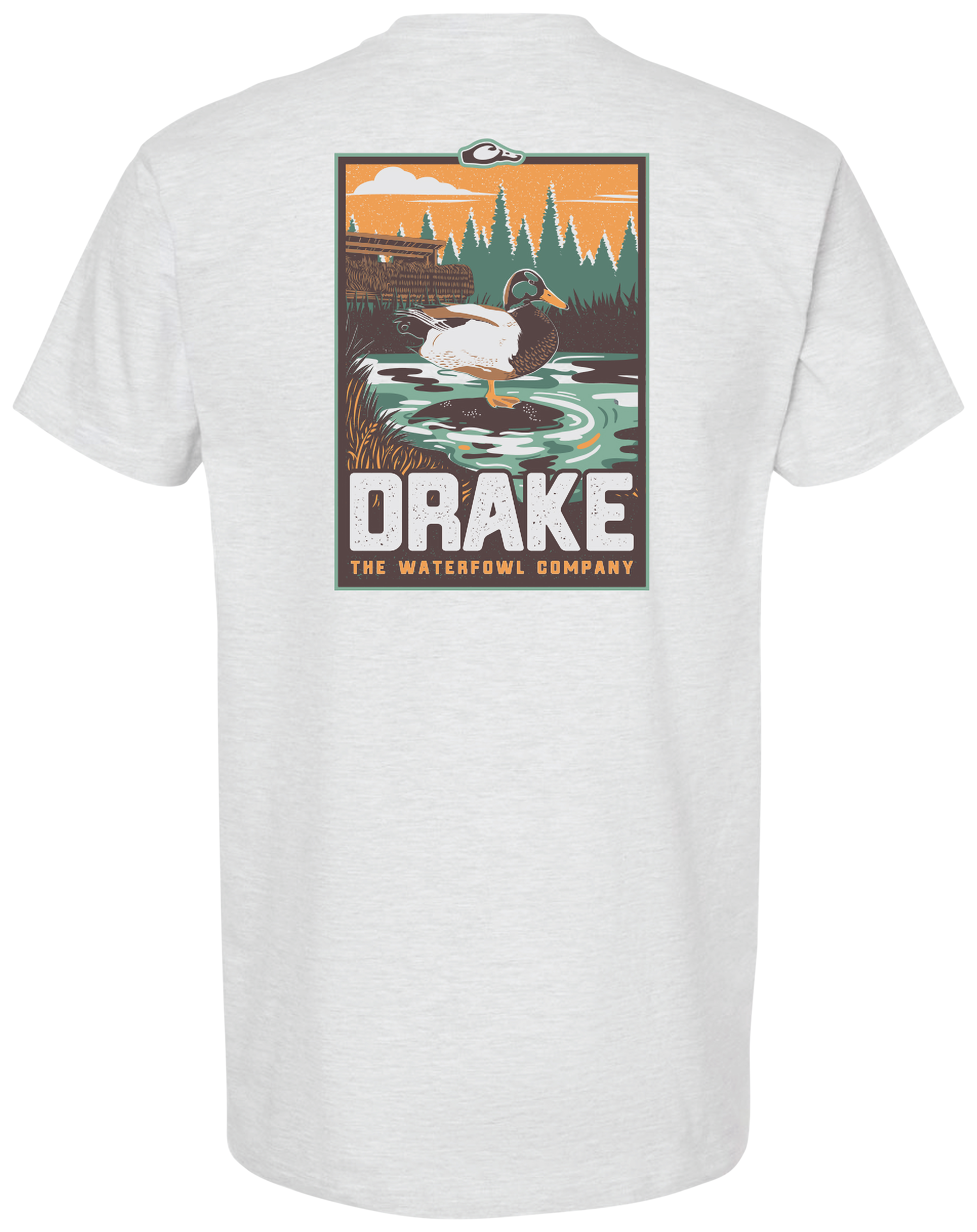 Image of Drake Waterfowl Mallard Blind Scene Short-Sleeve T-Shirt - Ash