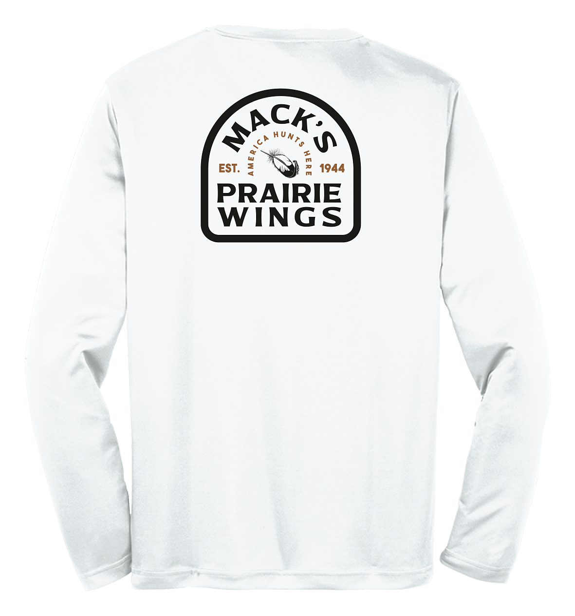 Image of Mack's Prairie Wings Feather Badge Performance Long-Sleeve Shirt - White