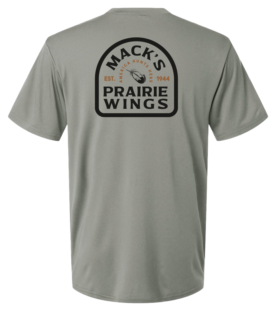 Image of Mack's Prairie Wings Feather Badge Performance Short-Sleeve T-Shirt - Greystone
