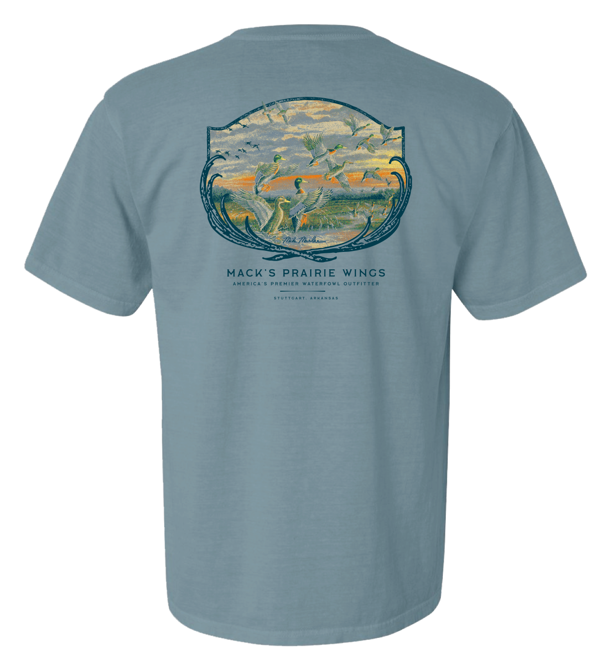 Image of Mack's Prairie Wings Sudden Departure Short-Sleeve T-Shirt - Ice Blue