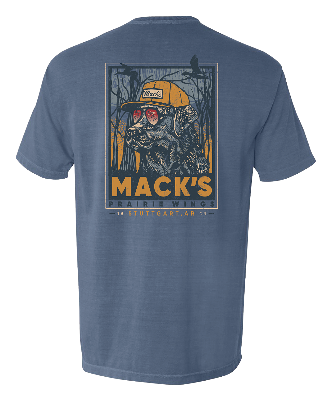 Image of Mack's Prairie Wings Duck Dog Short-Sleeve T-Shirt for Men - Blue Jean