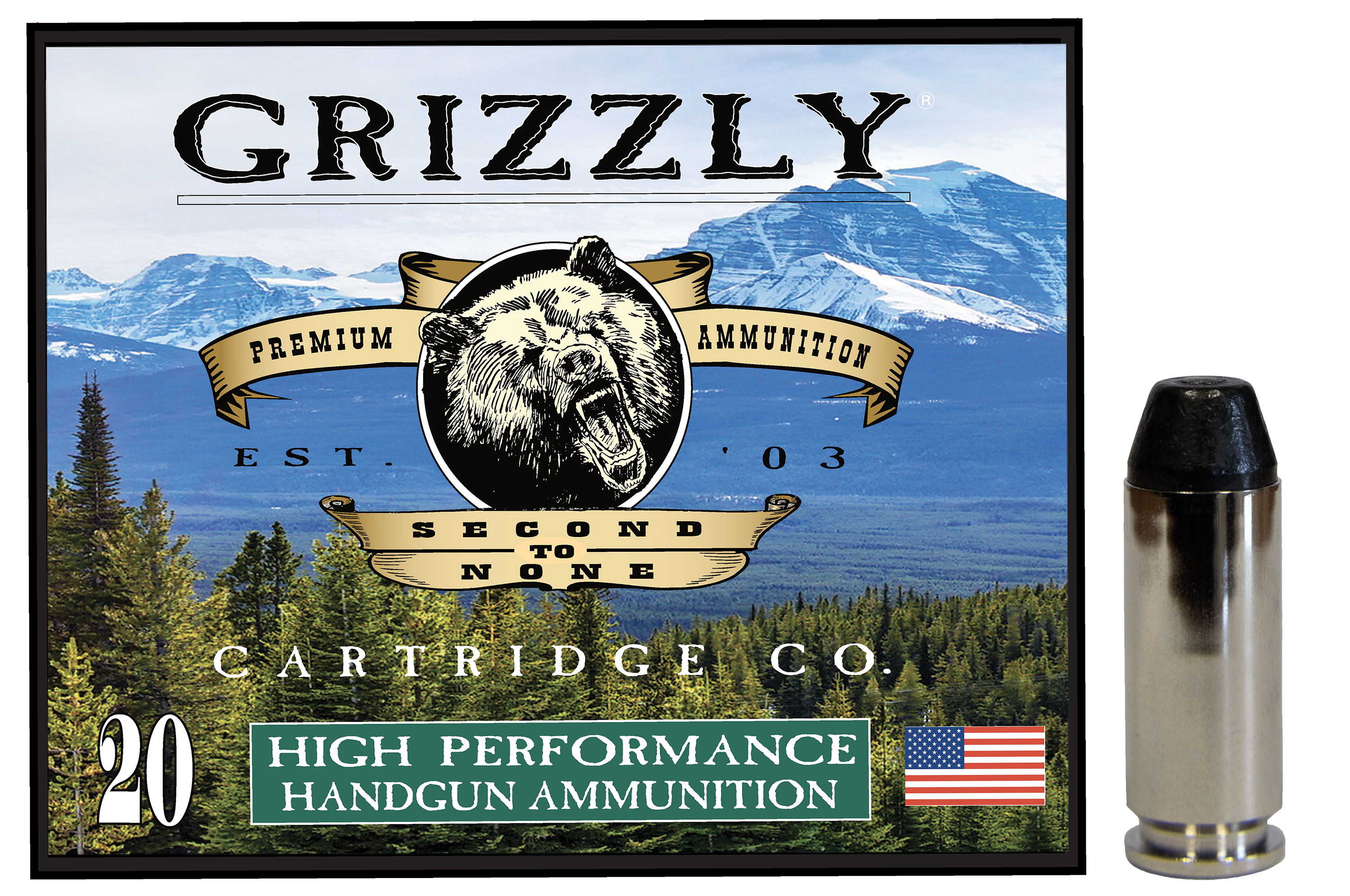 Image of Grizzly Ammunition 10mm 200 Grain Hard Cast Flat Nose Handgun Ammo