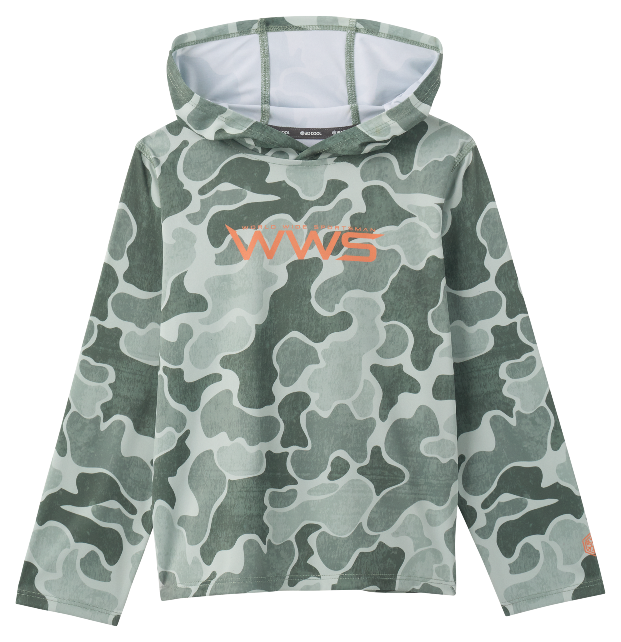 Image of World Wide Sportsman Logo 3D Cool Surfcaster Hoodie for Toddlers - Green Vintage Camo