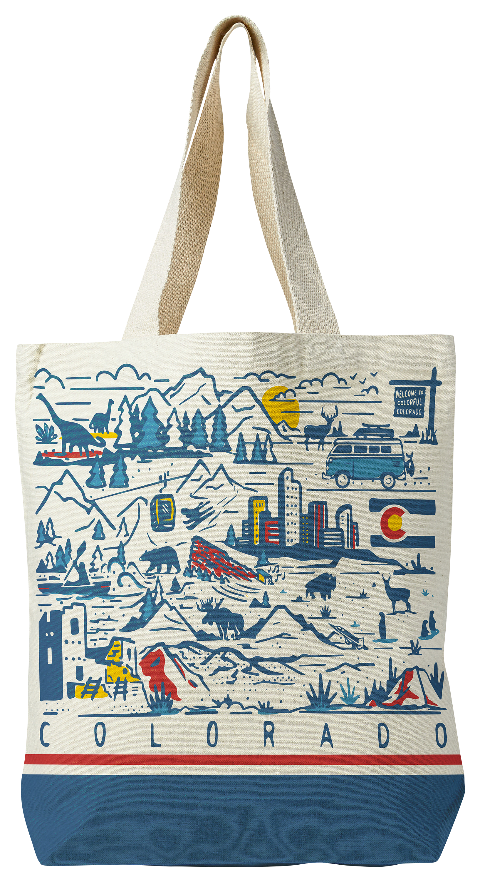 Image of McGovern Outdoors Illustrated State Map Canvas Tote Bag - Colorado