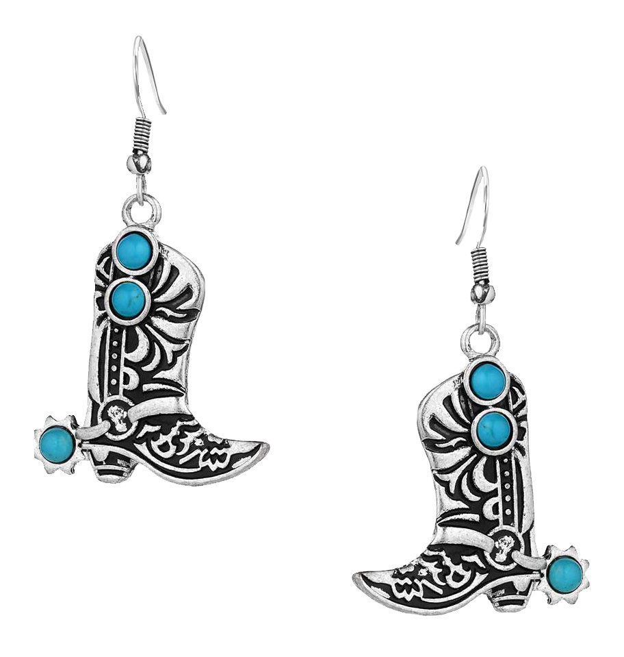 Image of Montana Silversmiths Turquoise Cowboy Kicker Earrings