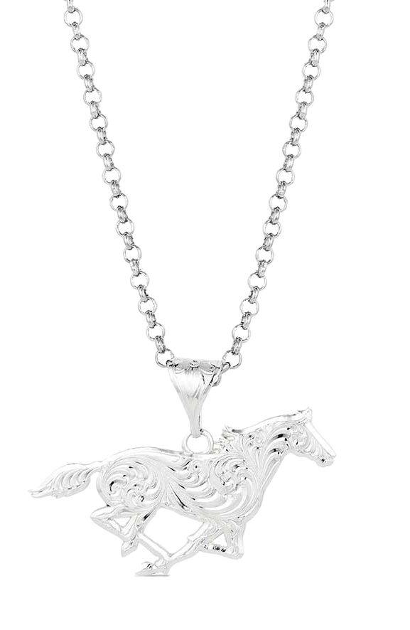 Image of Montana Silversmiths Out West Running Horse Silver Necklace