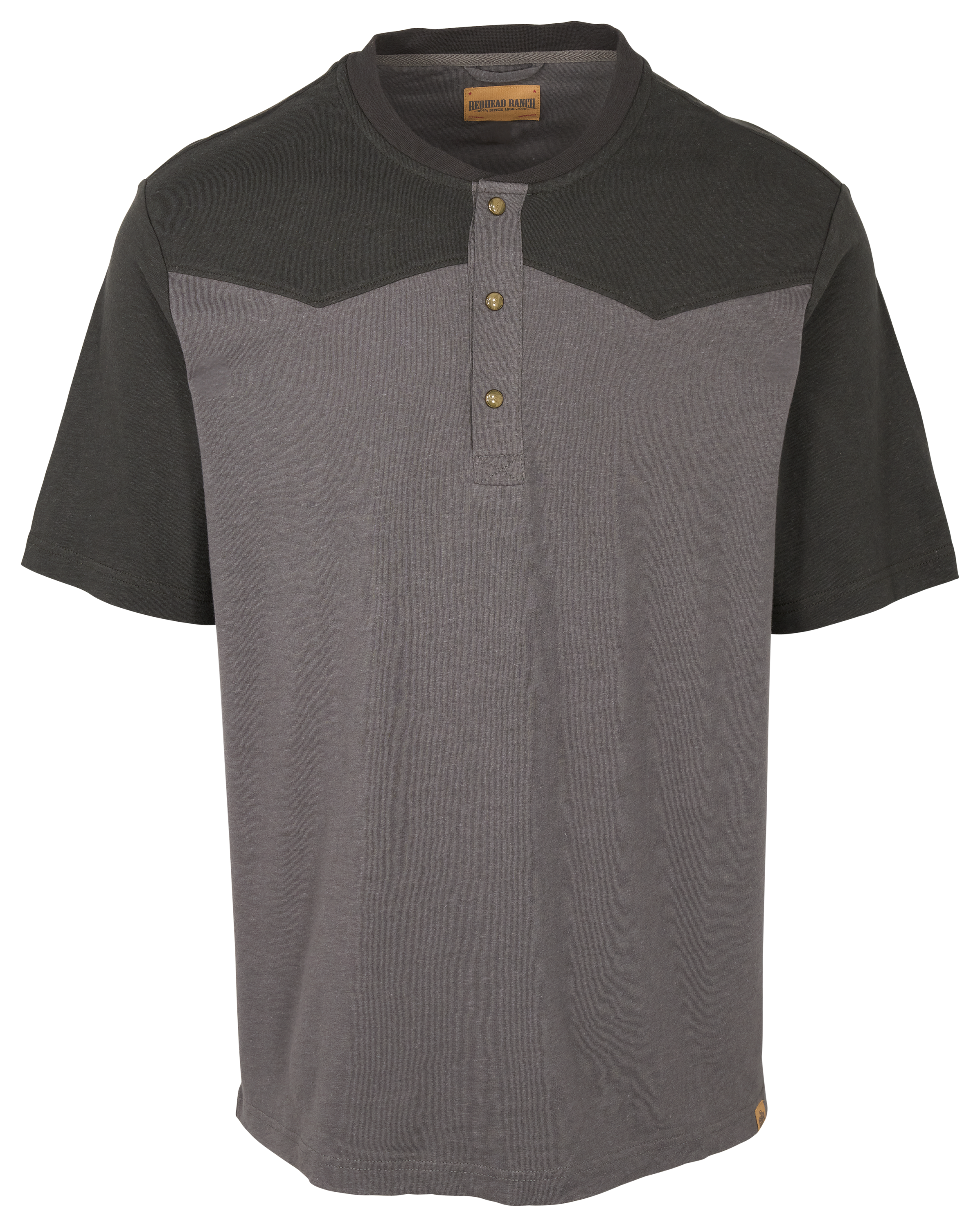 Image of RedHead Ranch Clarksville Western Short-Sleeve Henley - Granite/Raven