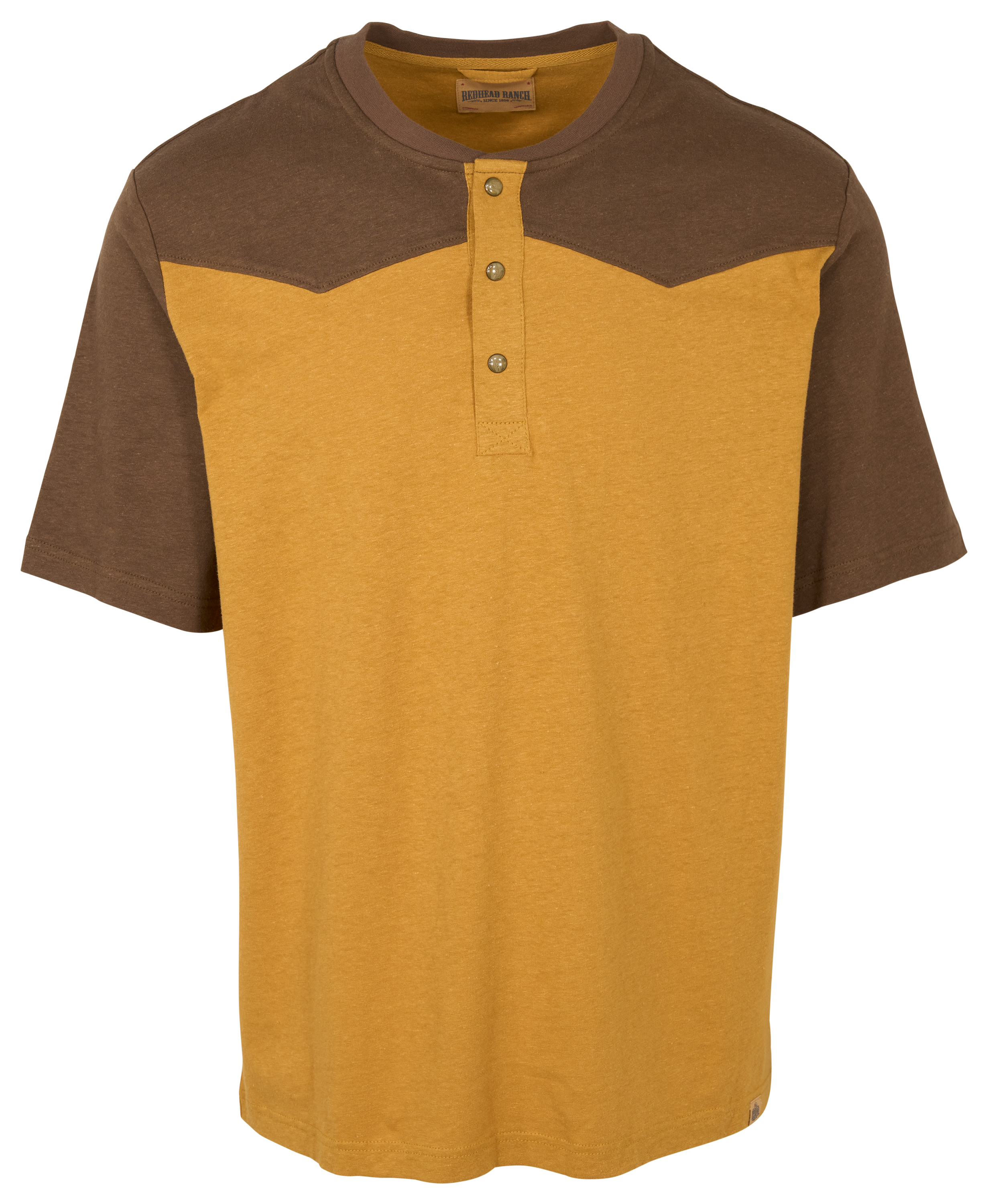 Image of RedHead Ranch Clarksville Western Short-Sleeve Henley - Thrush/Dark Earth