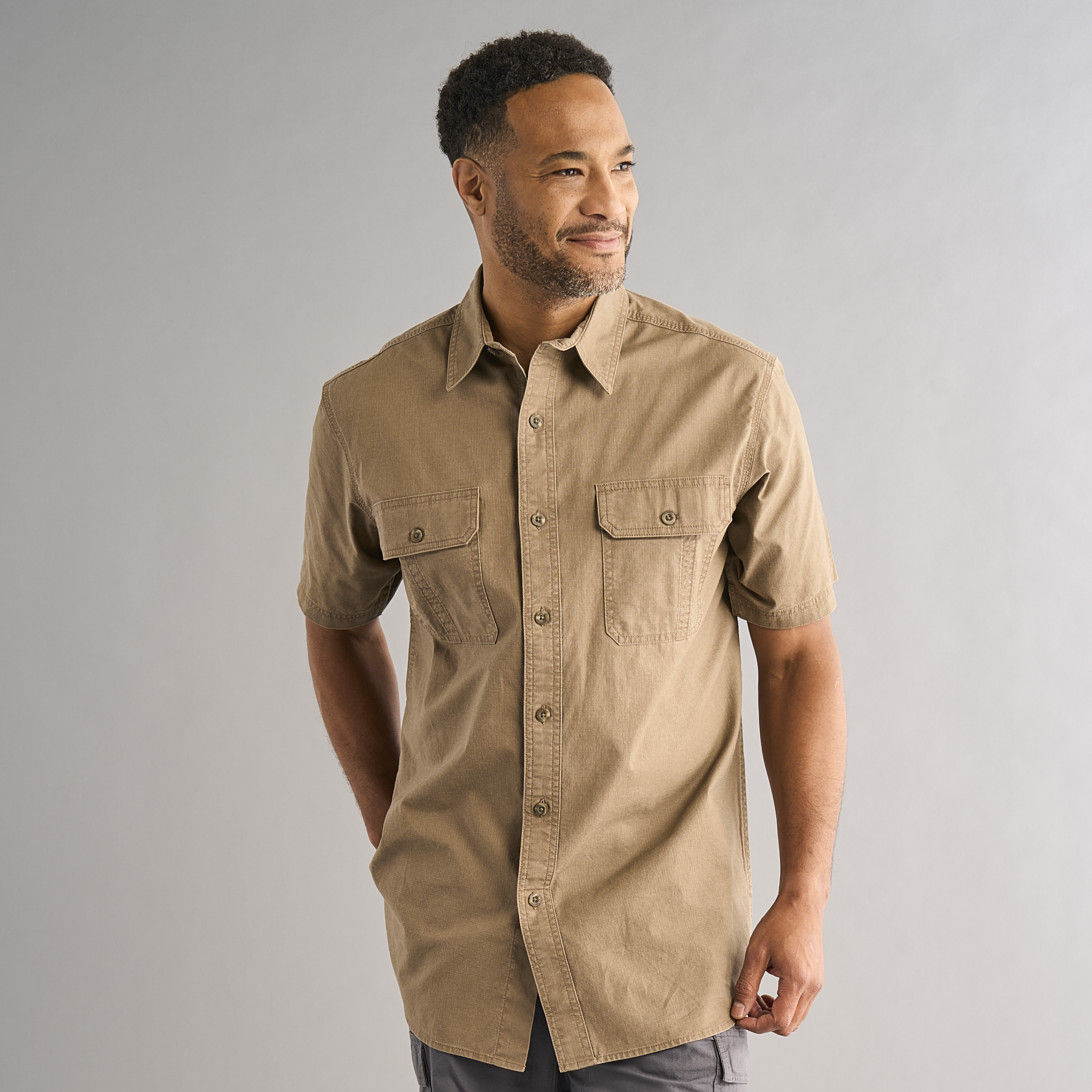 Image of RedHead Ripstop Short-Sleeve Button-Up Shirt - Khaki