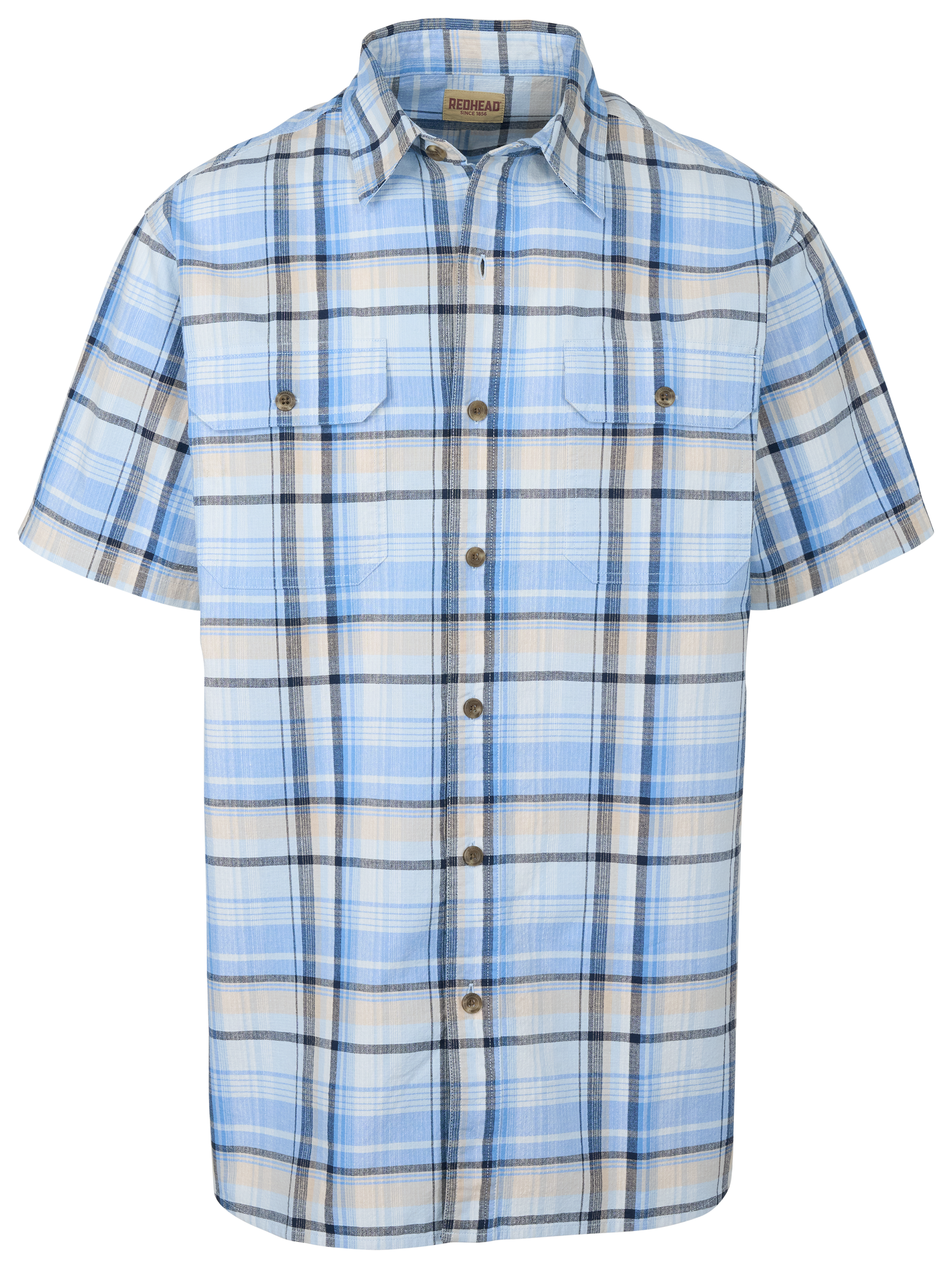 Image of RedHead Ripstop Rock Creek Plaid Short-Sleeve Shirt for Men - Marina