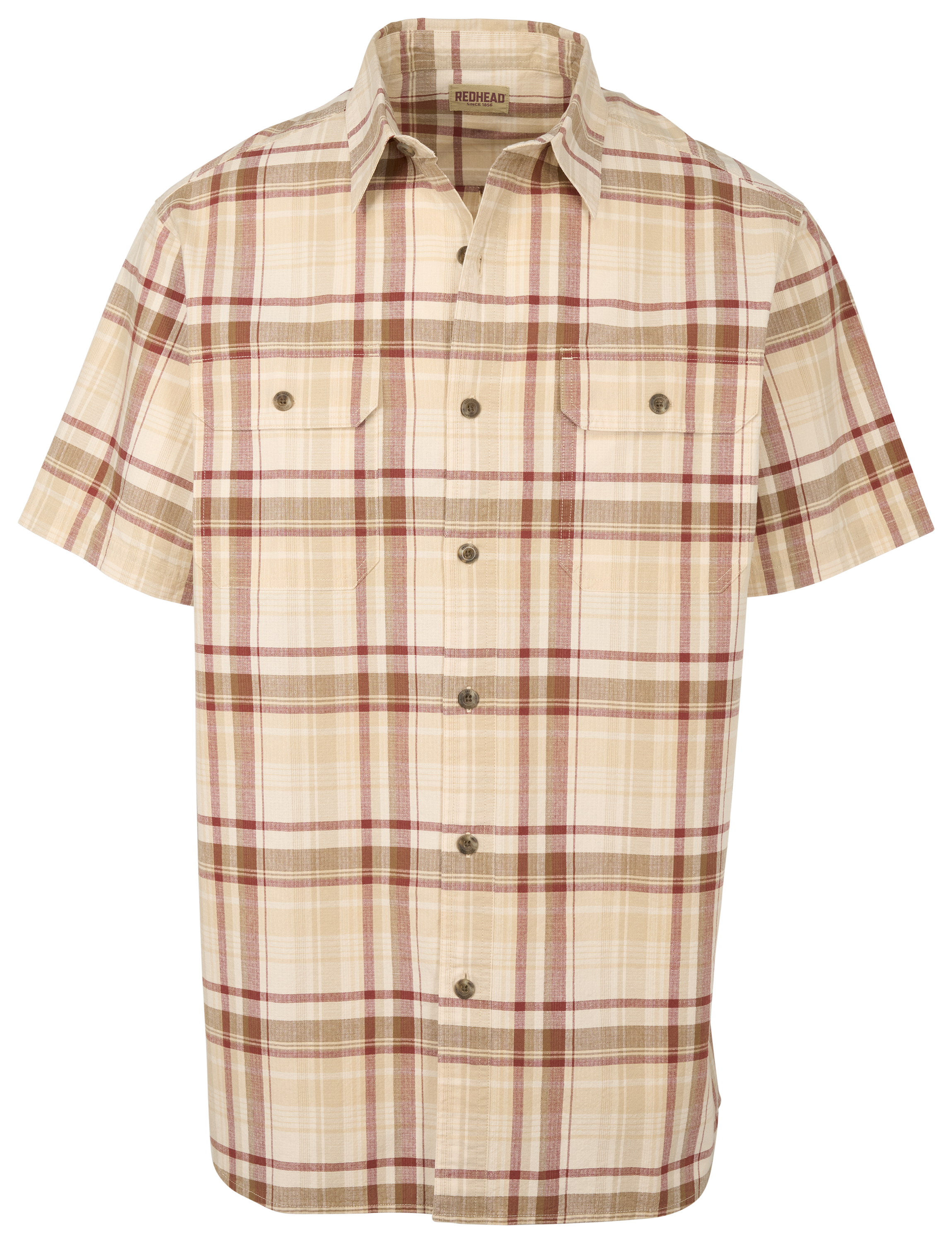 Image of RedHead Ripstop Rock Creek Plaid Short-Sleeve Shirt for Men - Henna