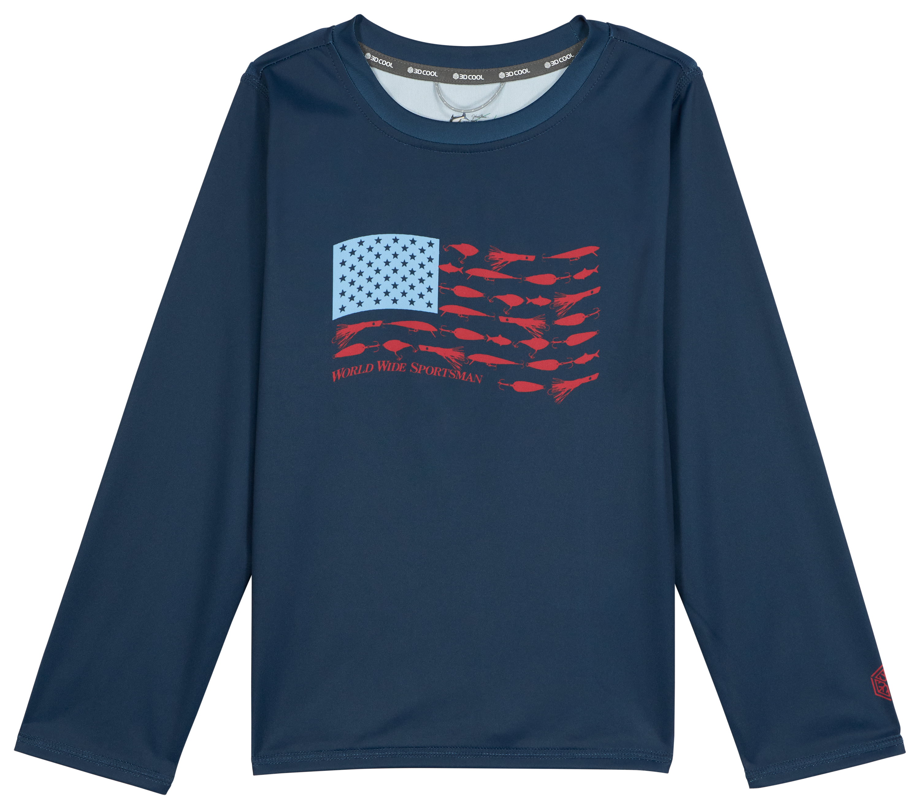 Image of World Wide Sportsman Surfcaster Graphic Crew-Neck Long-Sleeve Shirt for Toddlers - Insignia Blue