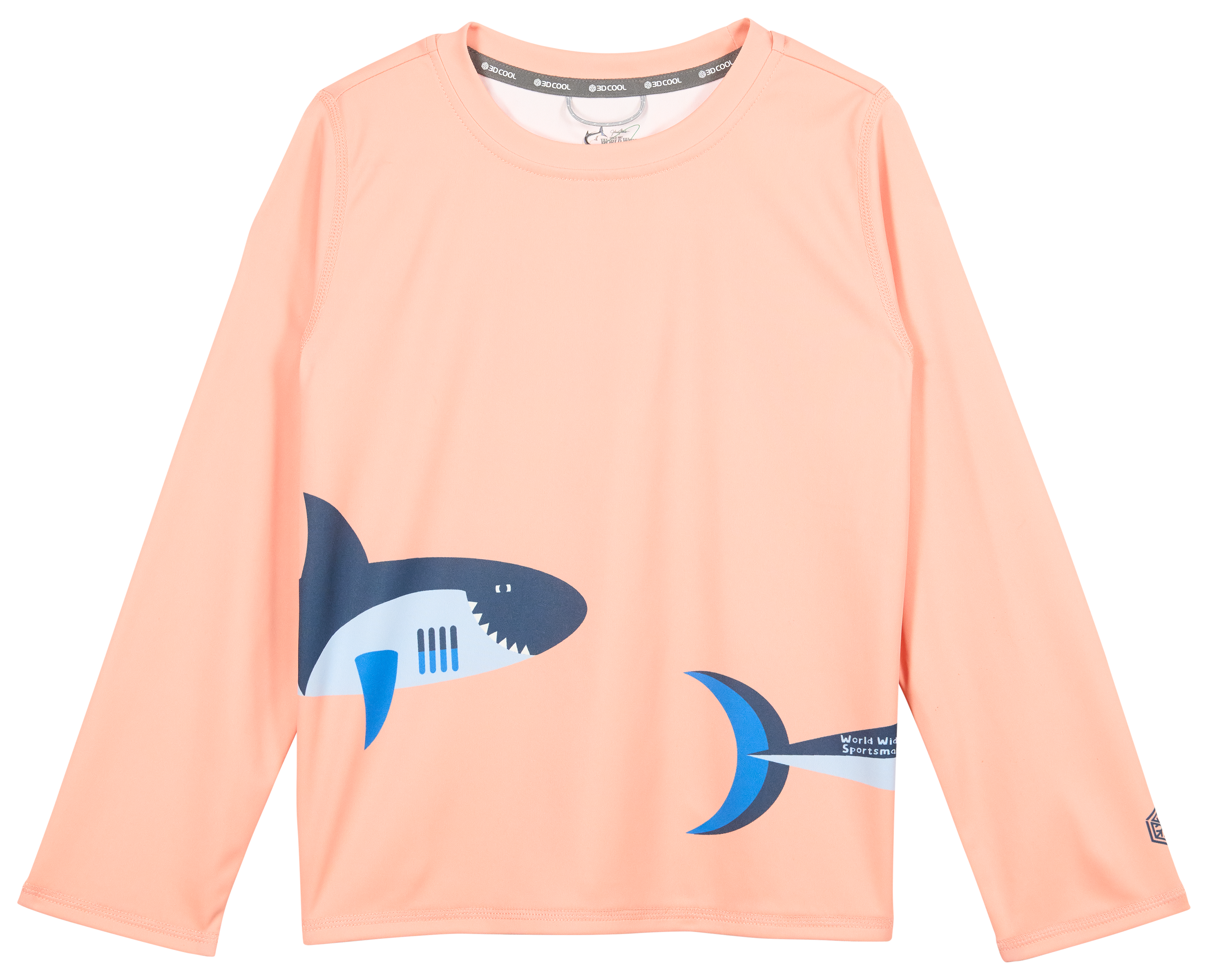 Image of World Wide Sportsman Surfcaster Graphic Crew-Neck Long-Sleeve Shirt for Toddlers - Peach