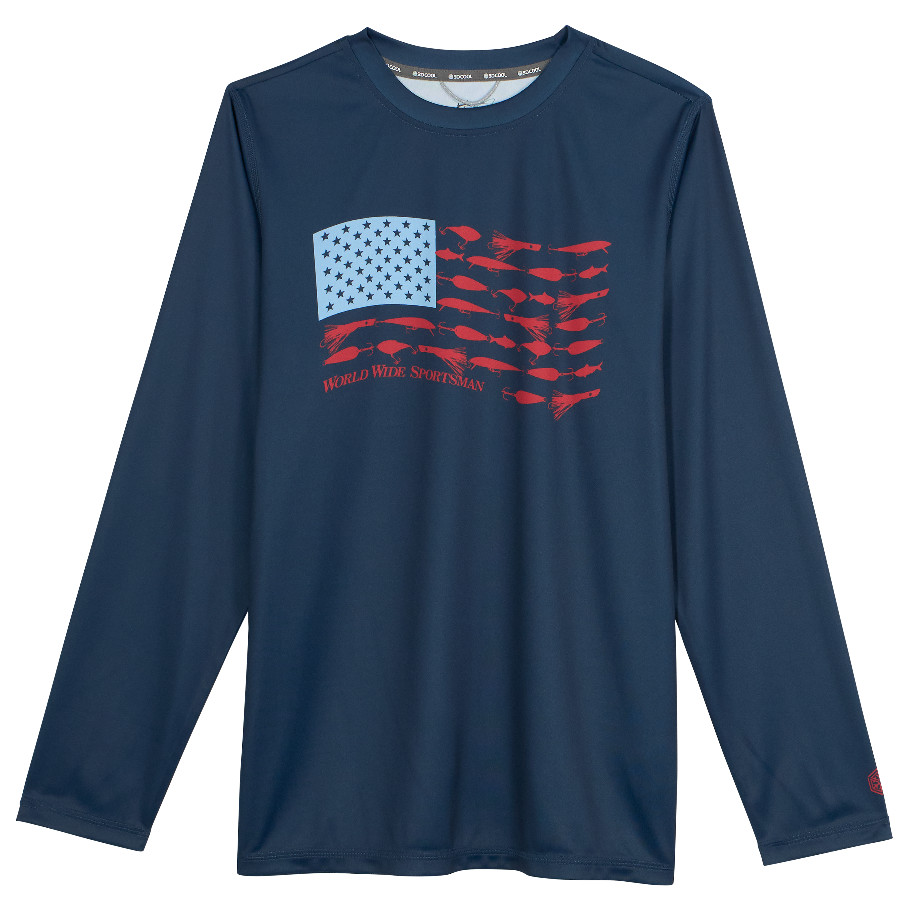 Image of World Wide Sportsman Graphic Surfcaster Long-Sleeve Crew for Kids - Insignia Blue