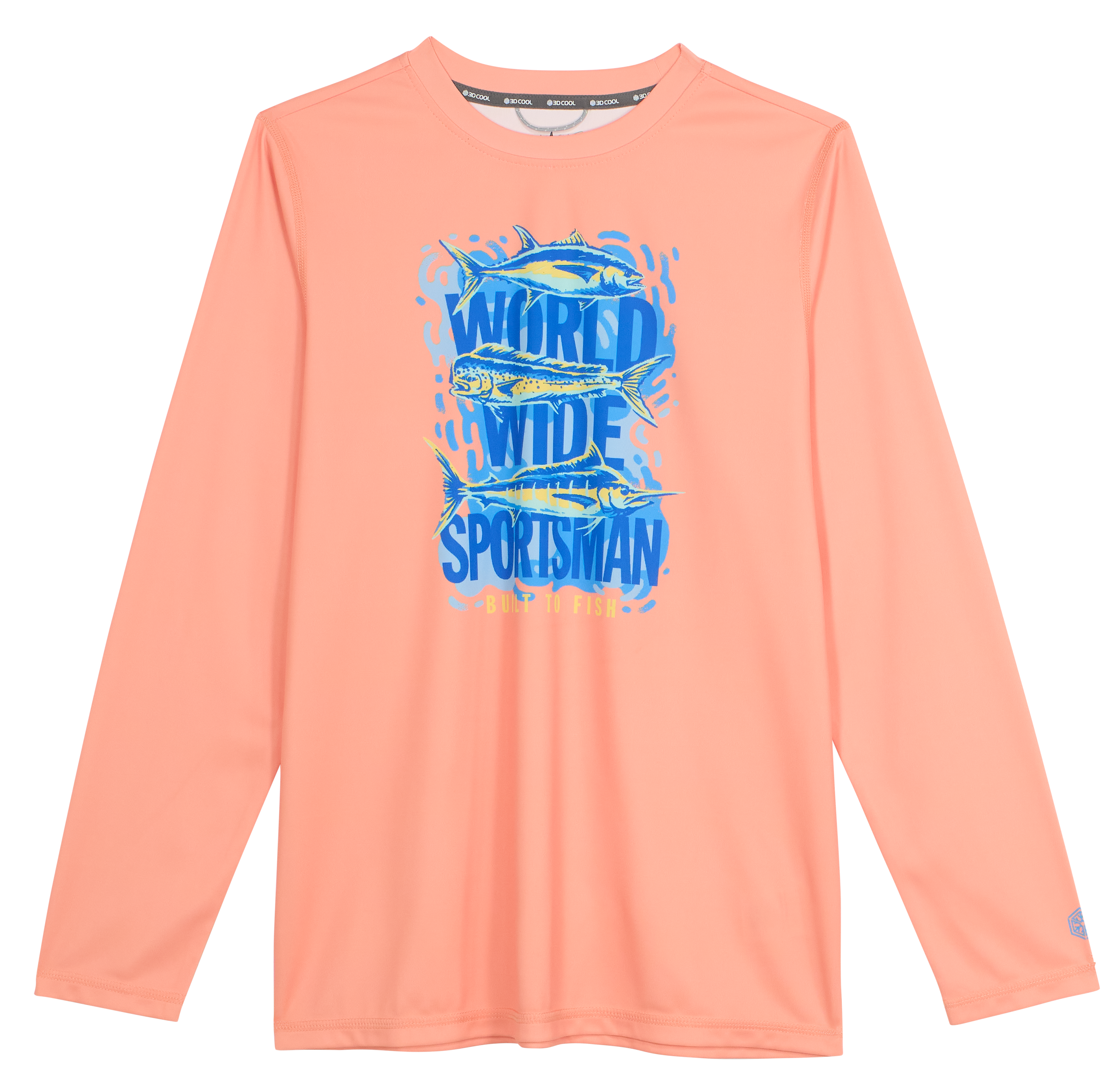 Image of World Wide Sportsman Graphic Surfcaster Long-Sleeve Crew for Kids - Peach