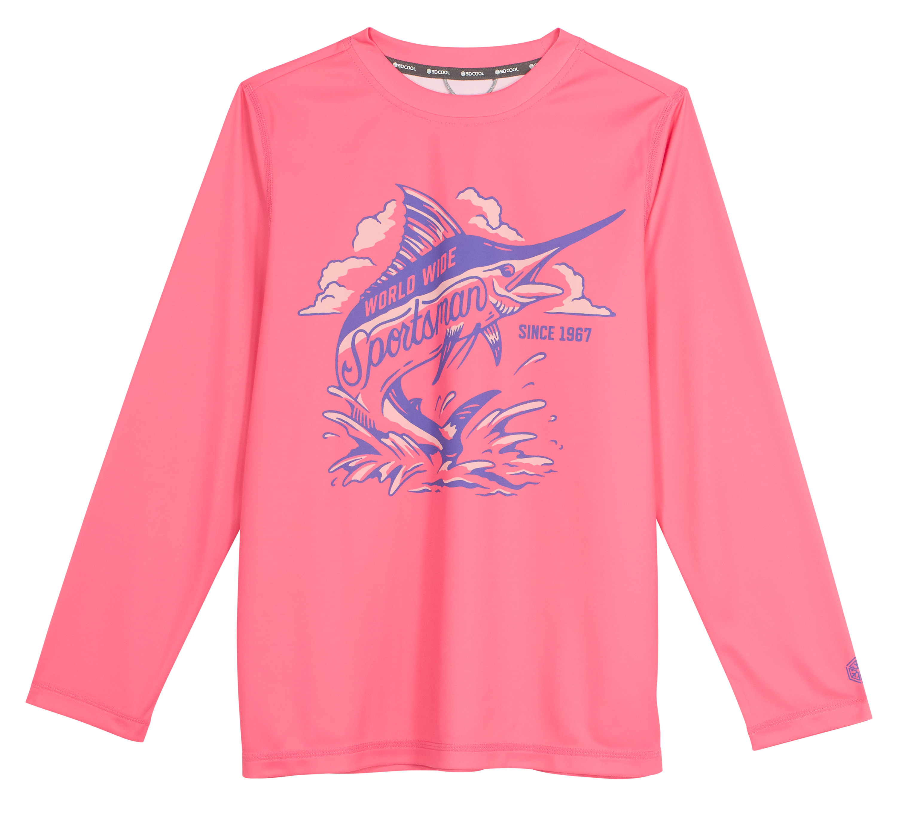 Image of World Wide Sportsman Graphic Surfcaster Long-Sleeve Crew for Kids - Pink Lemonade