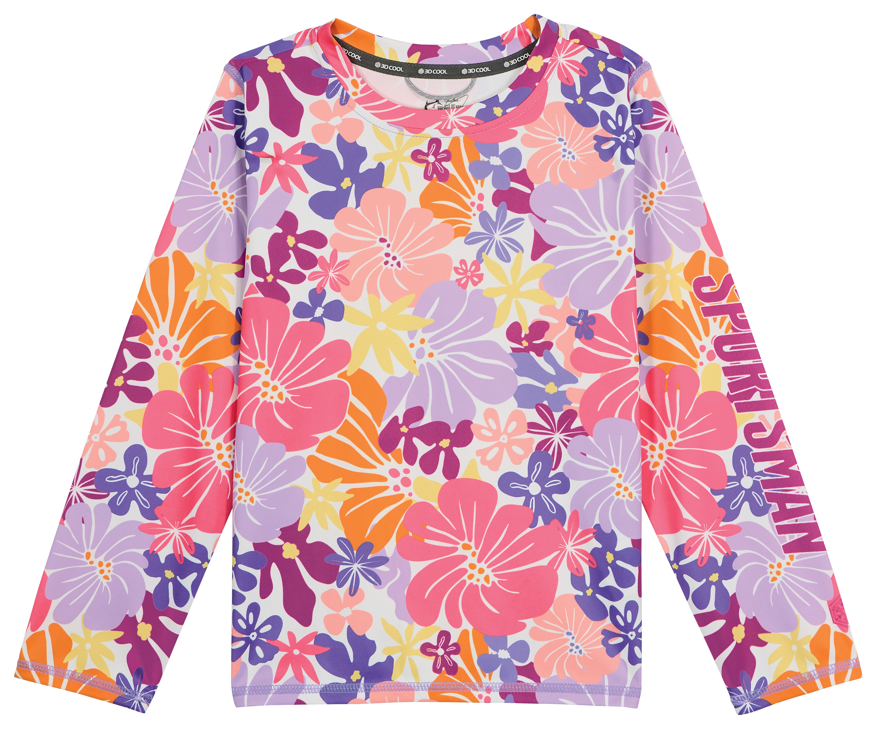 Image of World Wide Sportsman Printed Surfcaster Long-Sleeve Crew for Toddlers - Flower Power Pink