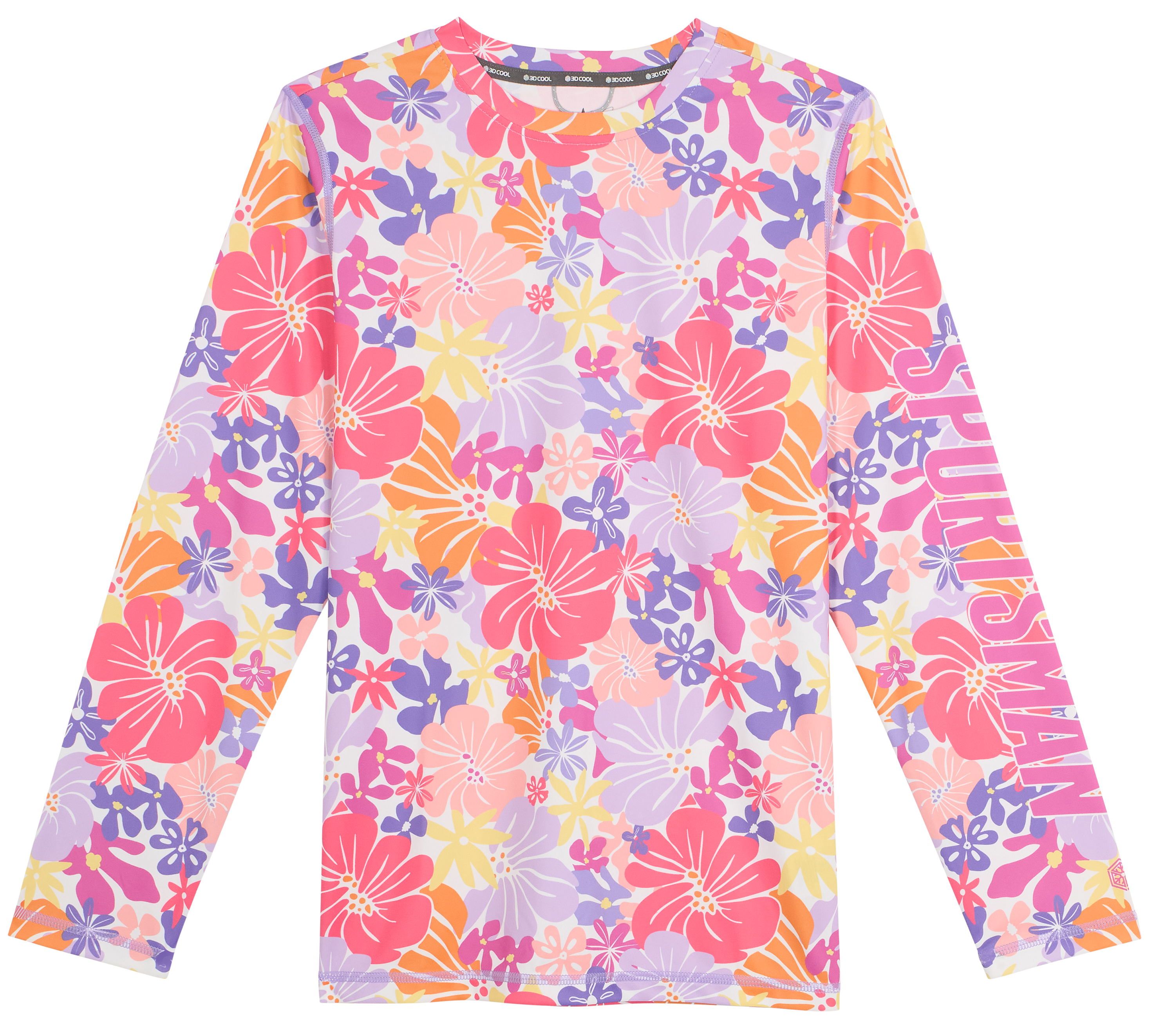 Image of World Wide Sportsman Printed Surfcaster Long-Sleeve Crew for Kids - Flower Power Pink