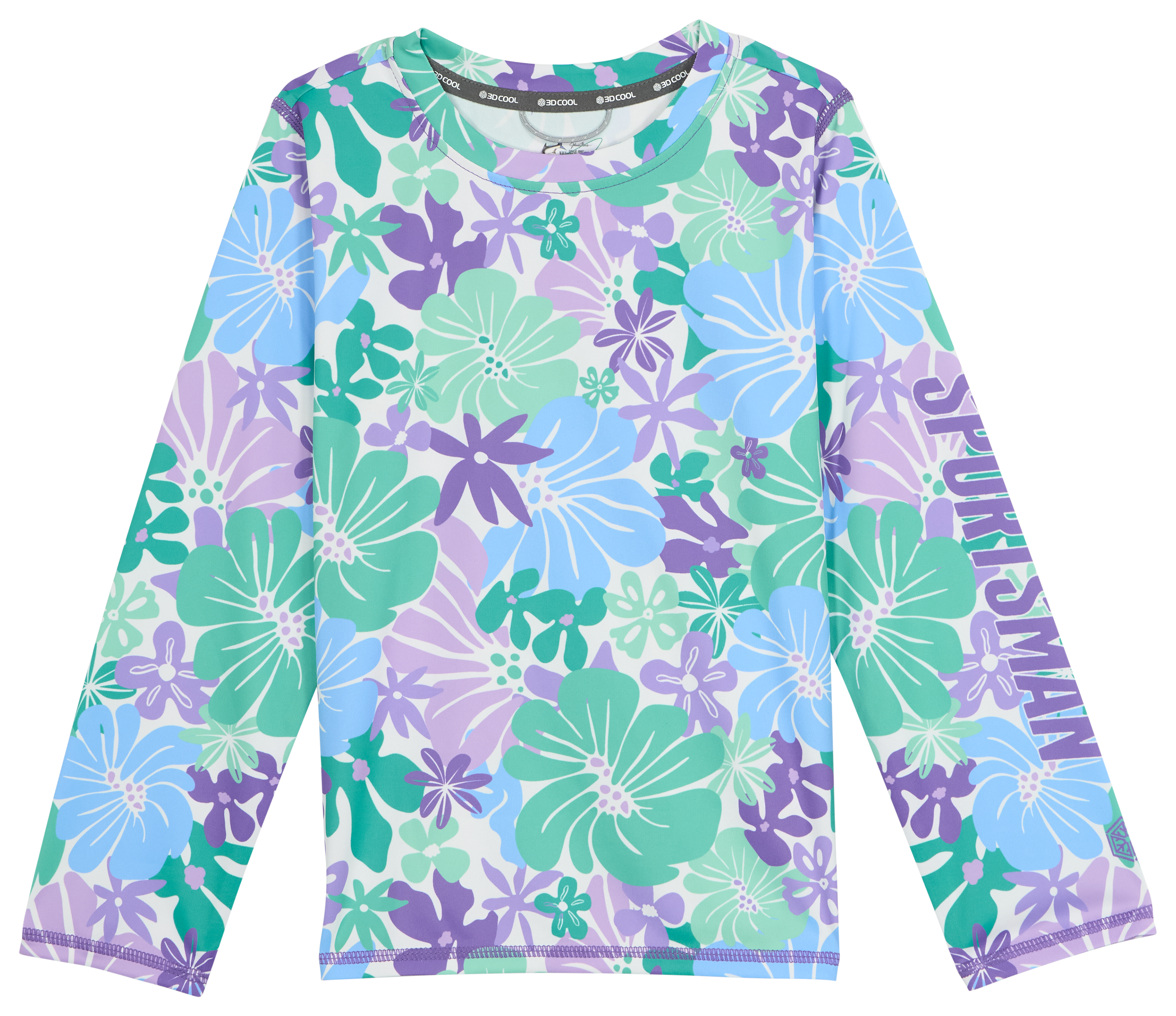 Image of World Wide Sportsman Printed Surfcaster Long-Sleeve Crew for Toddlers - Flower Power Purple