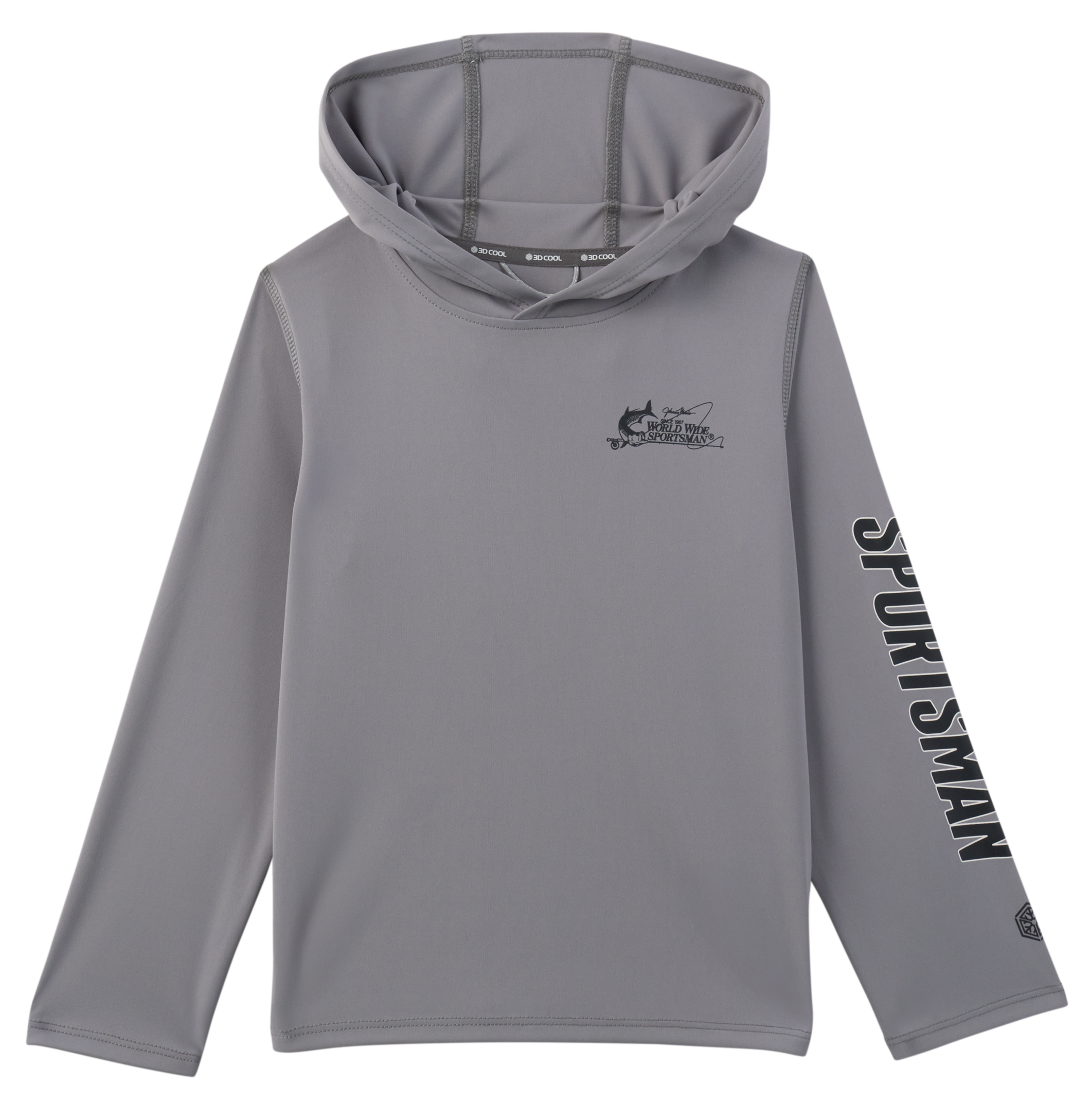 Image of World Wide Sportsman Surfcaster 3D Cool Solid Hooded Long-Sleeve Shirt for Toddlers - Monument