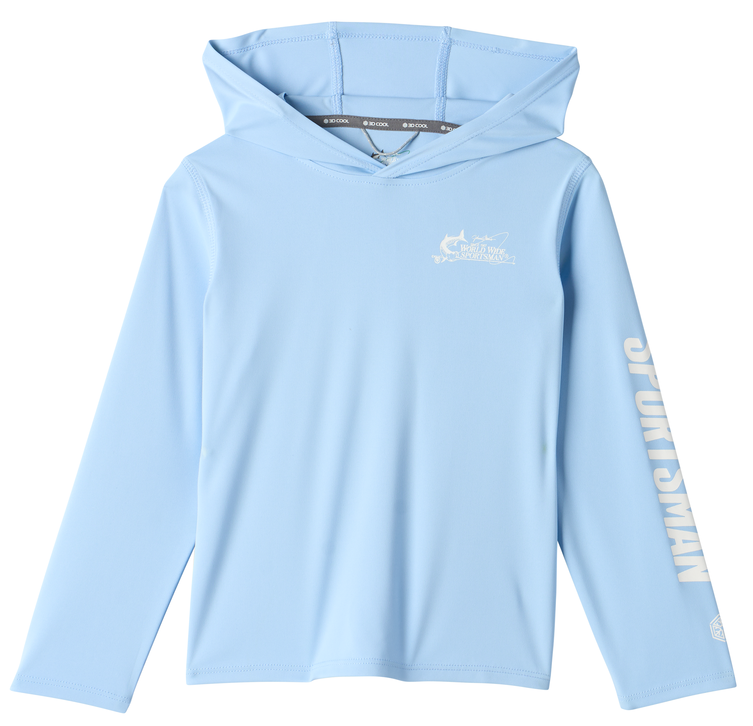 Image of World Wide Sportsman Surfcaster Solid Hooded Long-Sleeve Shirt for Toddlers - Blue Bell - 2T