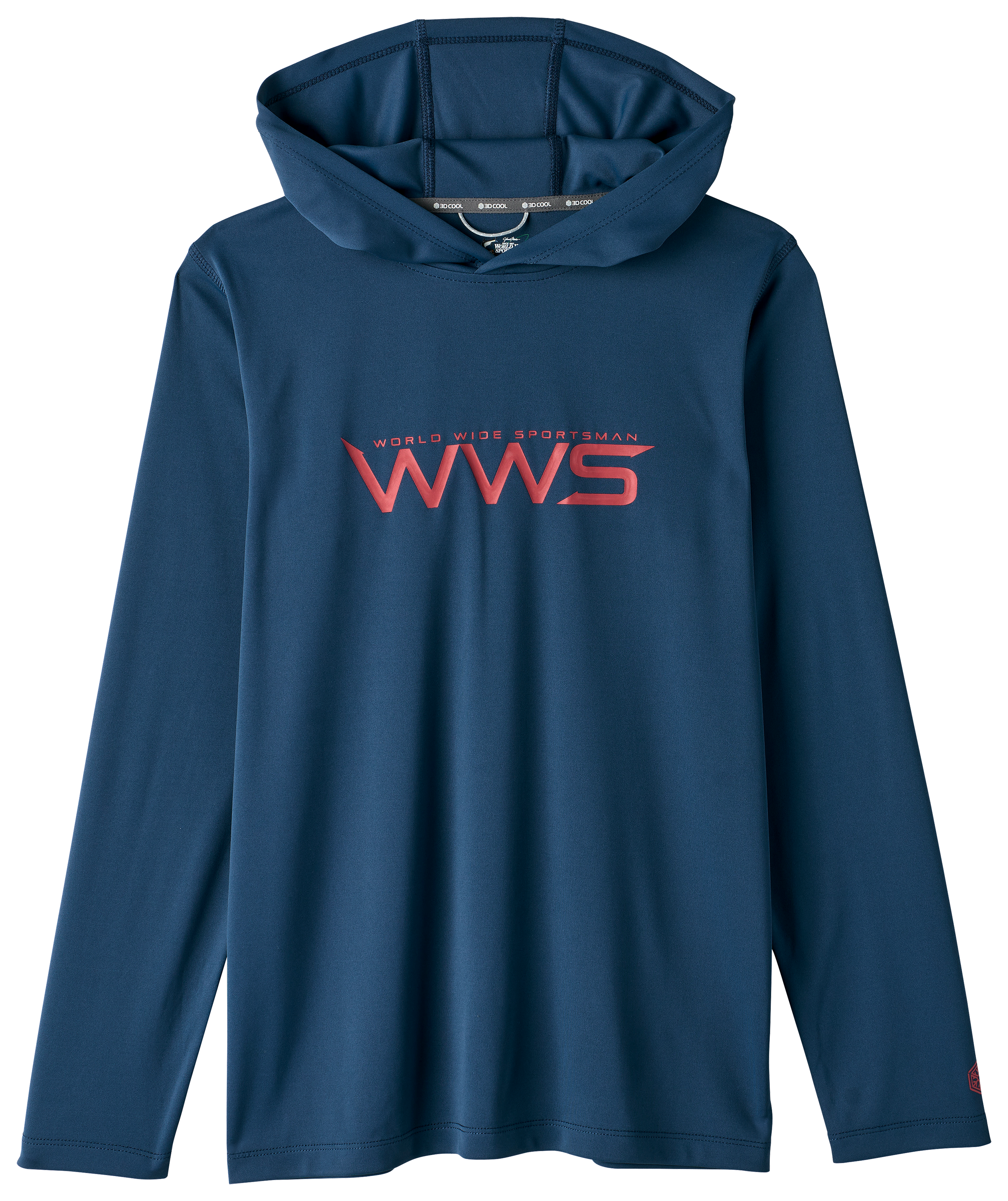 Image of World Wide Sportsman Surfcaster 3D Cool Front Logo Solid Hooded Long-Sleeve Shirt for Kids - Insignia Blue
