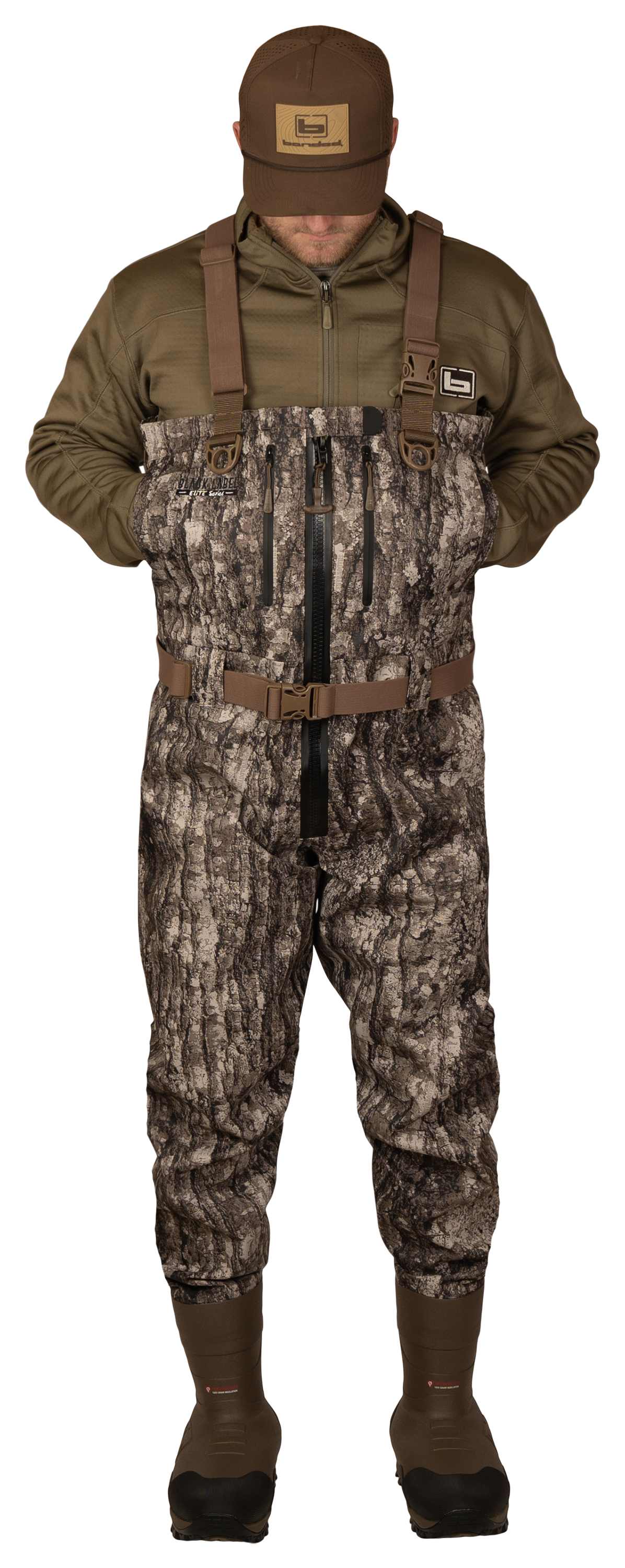 Image of Banded Black Label ELITE Front Zip Breathable Hunting Waders for Men - TrueTimber Shadowbark - 11 - XL - Short
