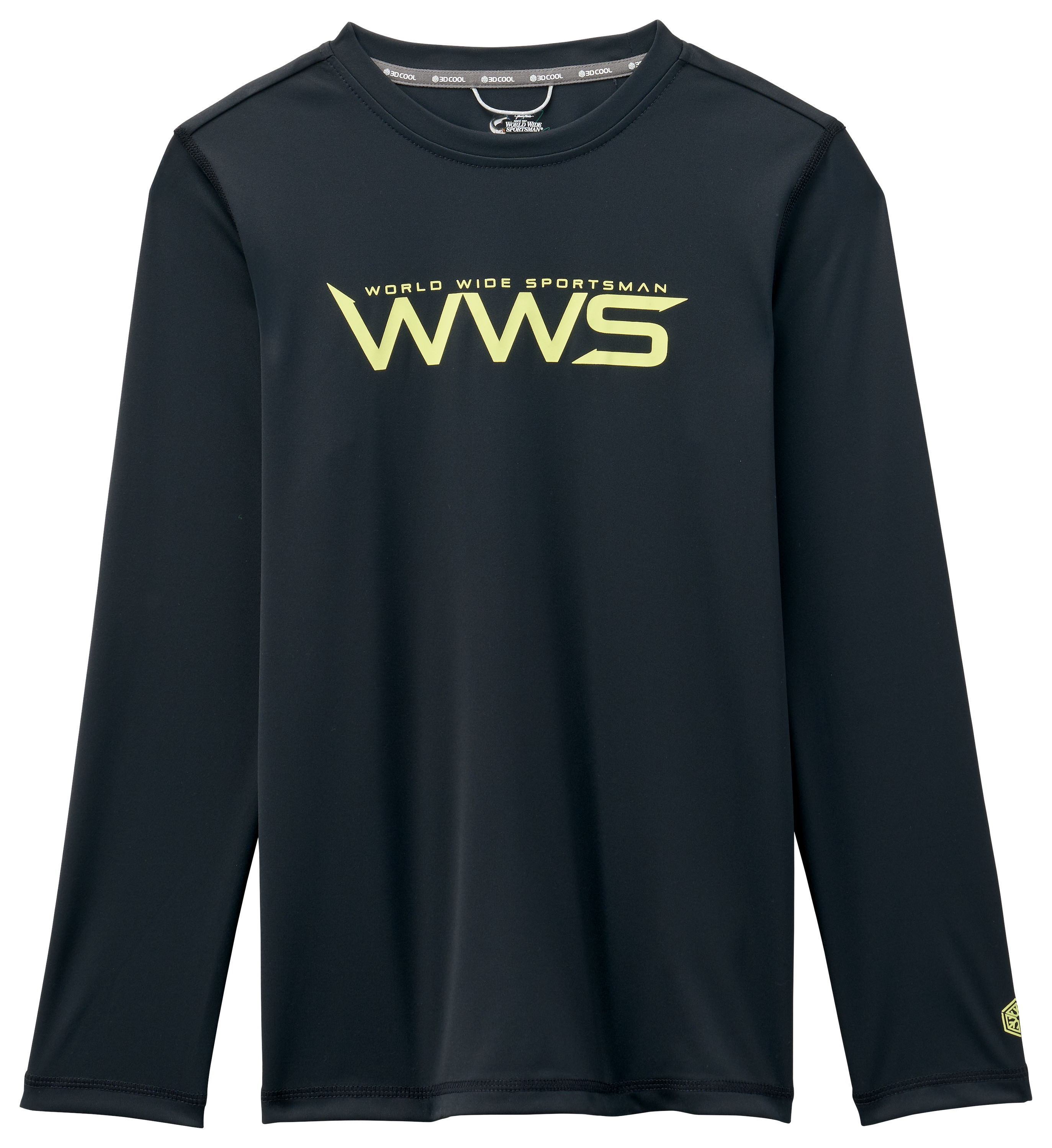 Image of World Wide Sportsman Solid Surfcaster Long-Sleeve Crew for Kids - Jet Black - S