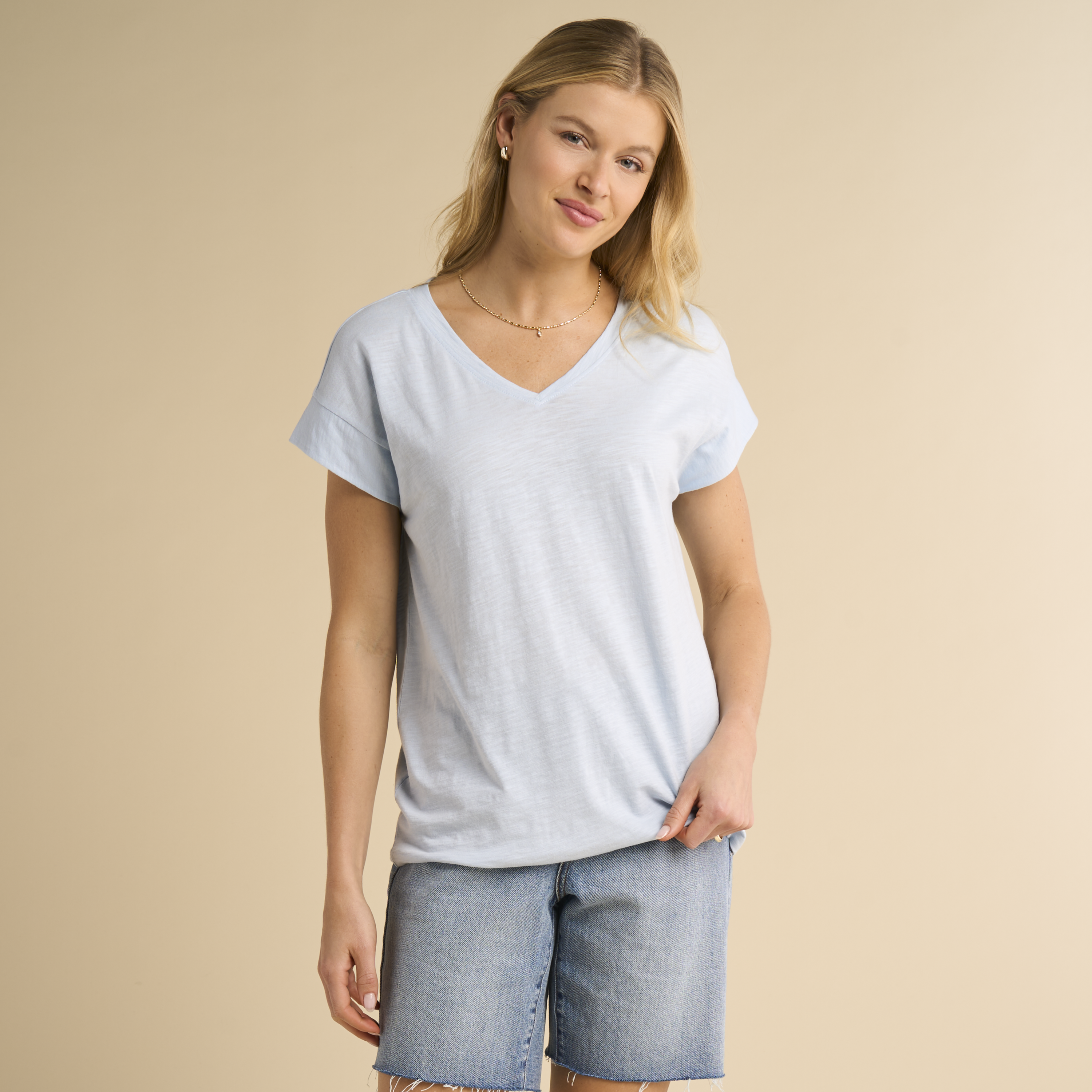 Image of Natural Reflections Rosewood V-Neck Short-Sleeve T-Shirt - Skyway