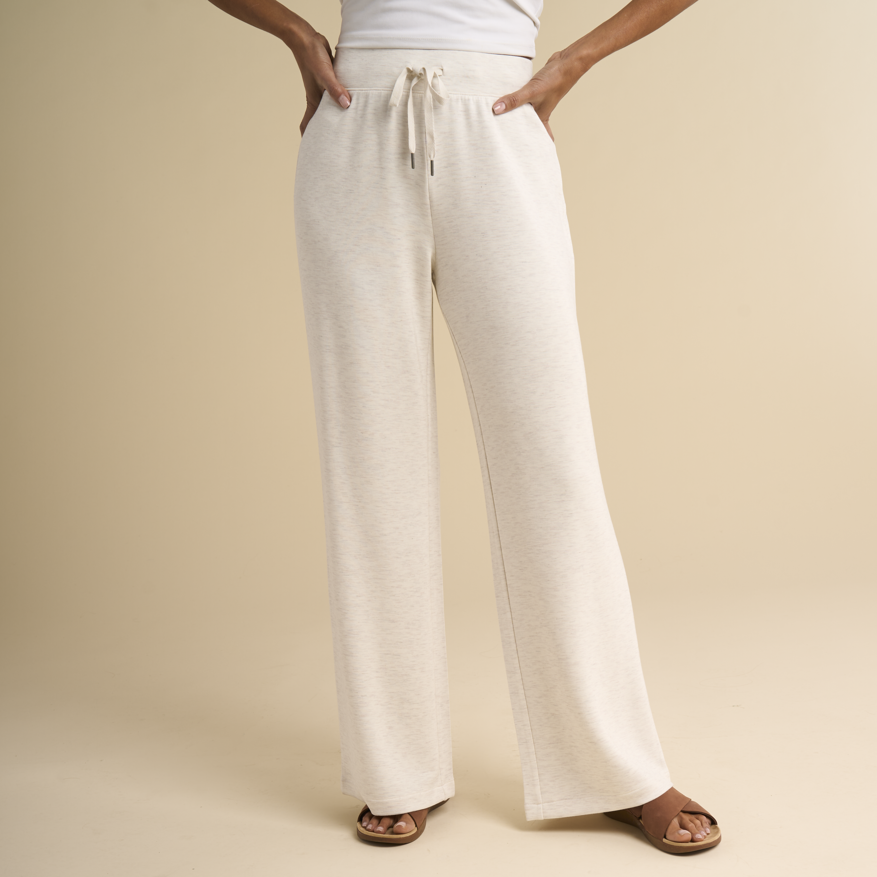 Image of Natural Reflections Soft Haven Wide-Leg Pants - Oatmeal Heather